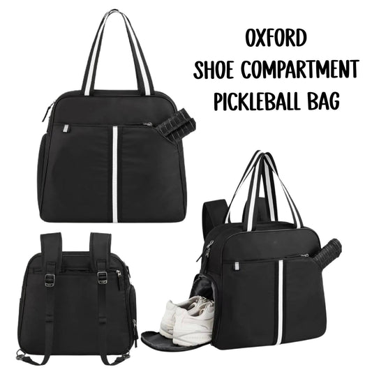 "Oxford" Black Pickleball Bag (Free Personalization) | Pickleball Sports Bag | Medium Size Court Bag