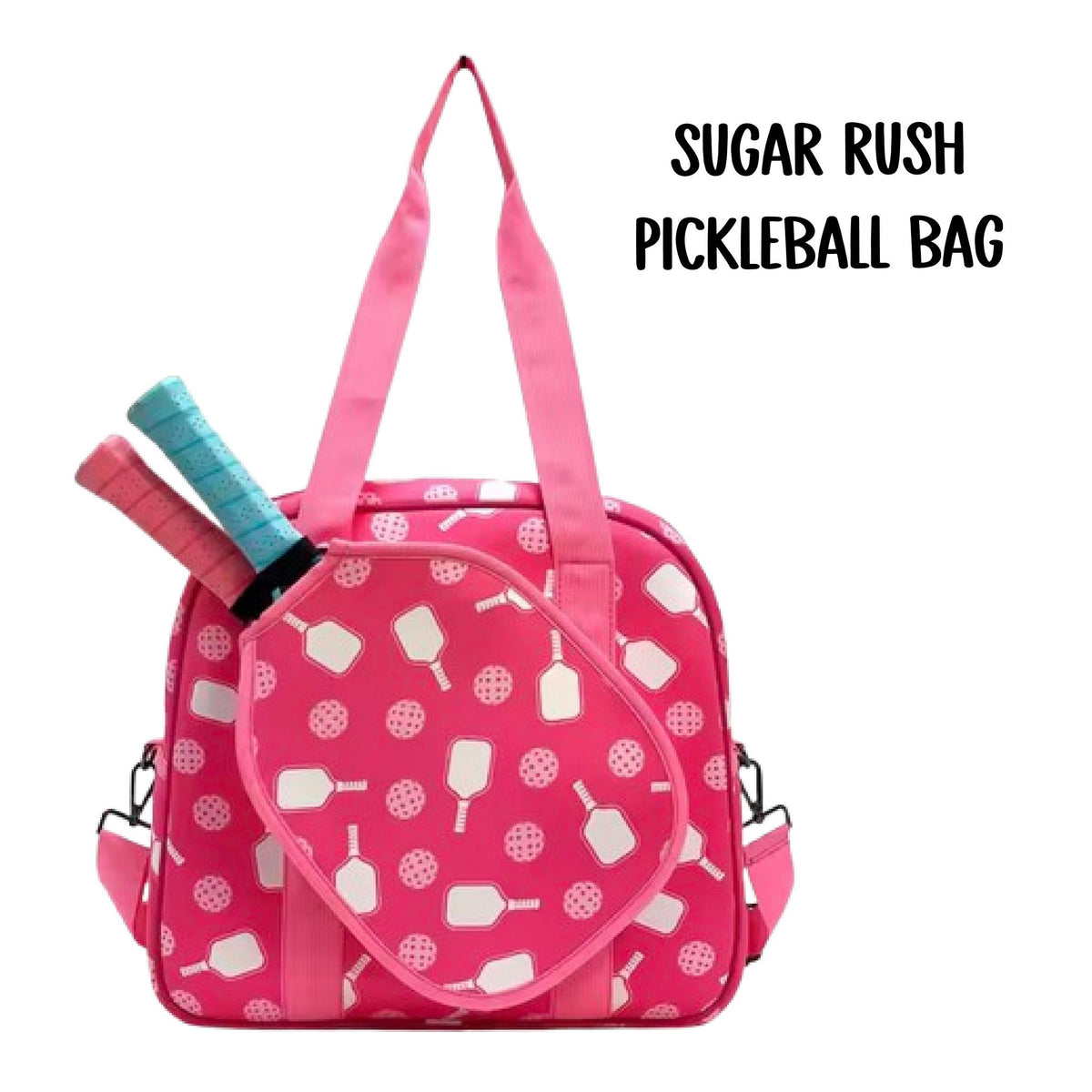 "Sugar Rush" Pink and Yellow Pickleball Bag (Free Personalization) | Pickleball Sports Bag | Medium Size Court Bag