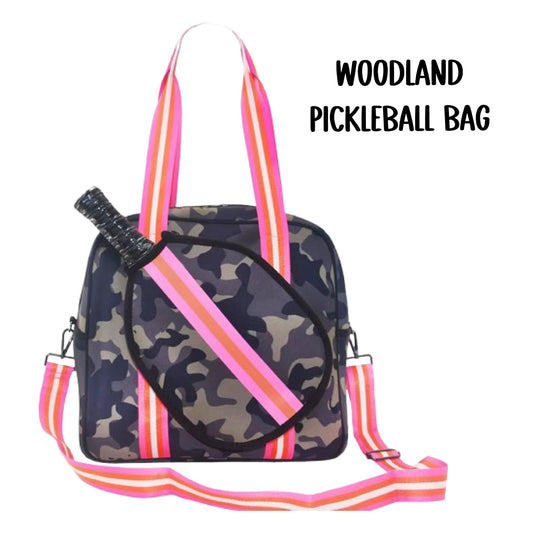 "Woodland" Green Camo Pickleball Sports Bag (Free Personalization) | Medium Size Court Bag