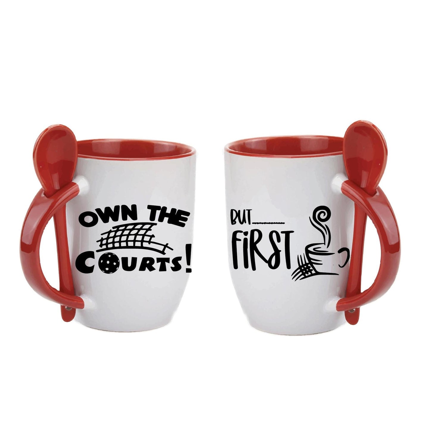 ZZ-Own the Courts But First Coffee | Pickleball Coffee Cup | Fun Pickleball Gifts