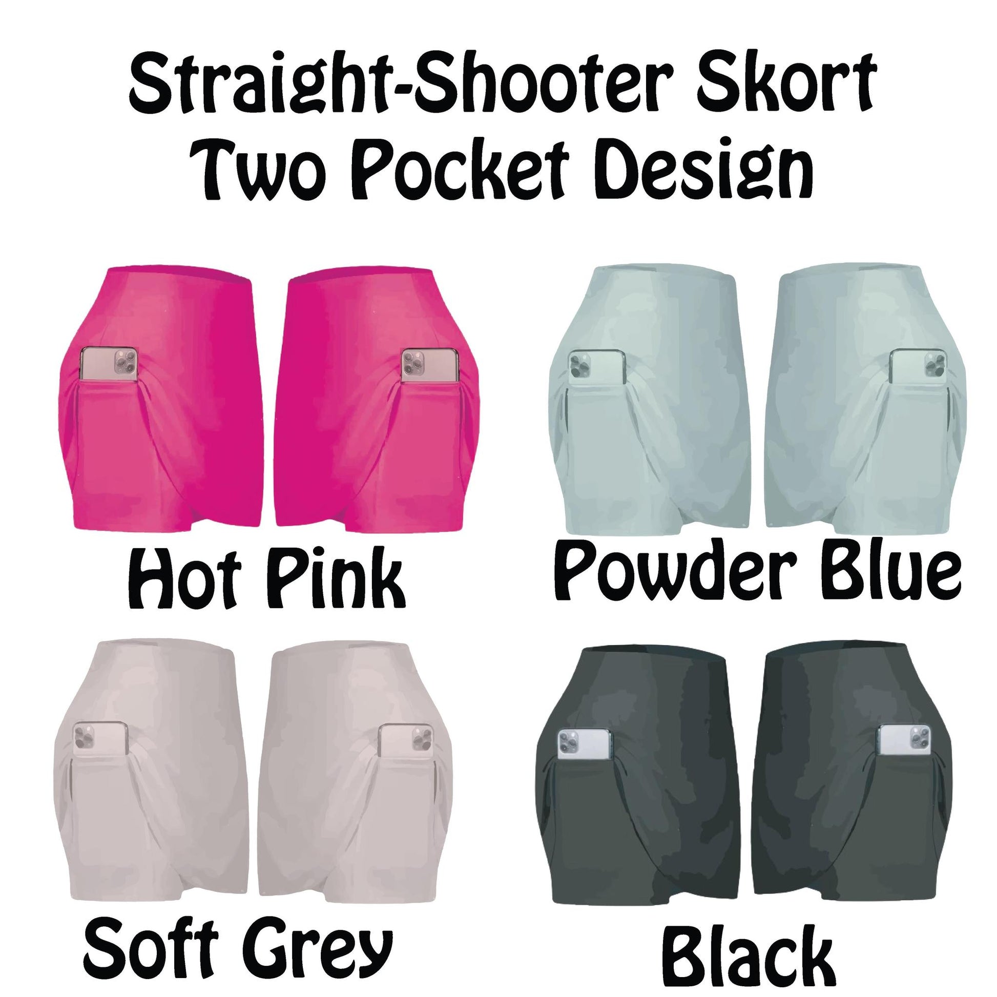 ZZ-TWO SKORTS | Custom Two Skorts Set (Black & Grey) | Pickleball Women’s Skorts | High-Performance Skorts with Shorts and Pockets