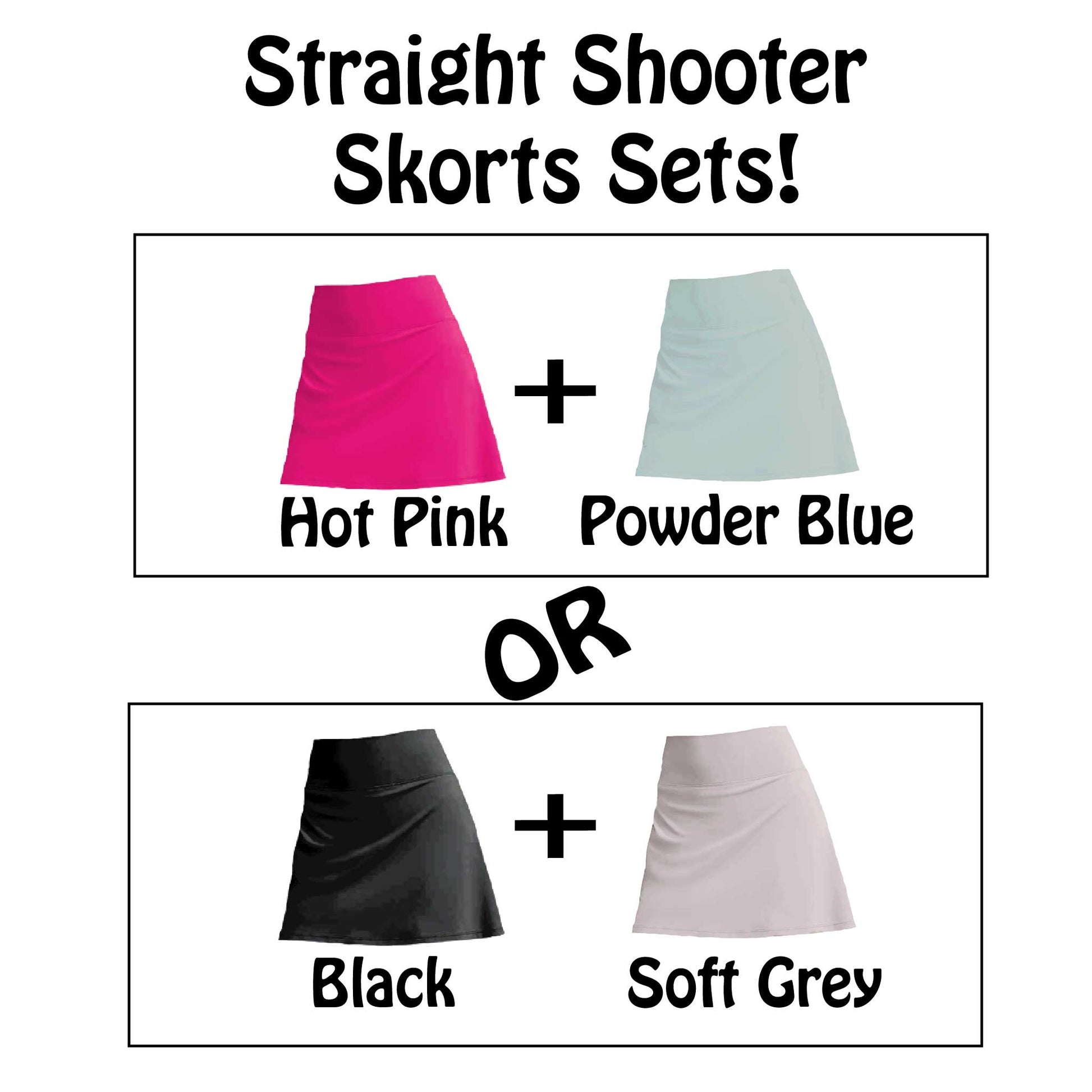 ZZ-TWO SKORTS | Custom Two Skorts Set (Black & Grey) | Pickleball Women’s Skorts | High-Performance Skorts with Shorts and Pockets