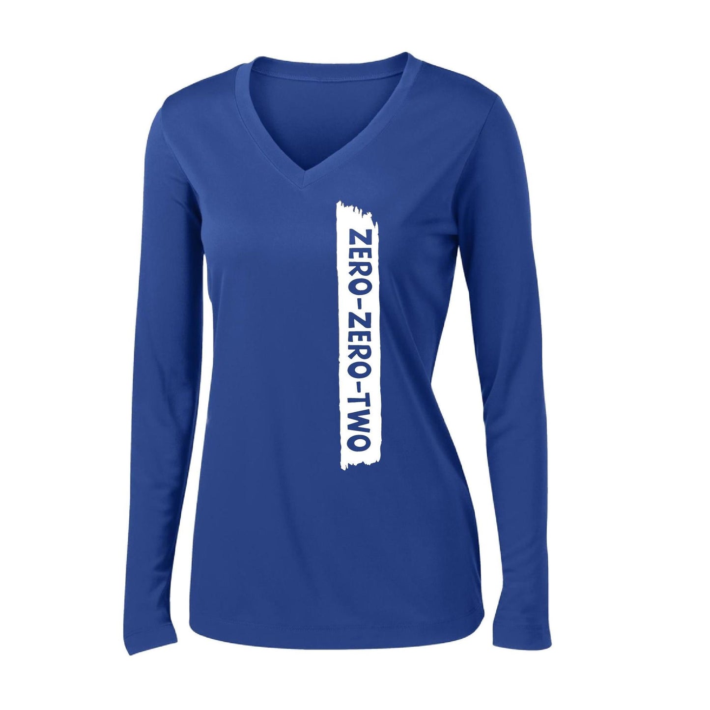Zero Zero Two With Pickleballs (Customizable) | Women’s Long Sleeve V-Neck Pickleball Performance T-Shirt | 100% Polyester