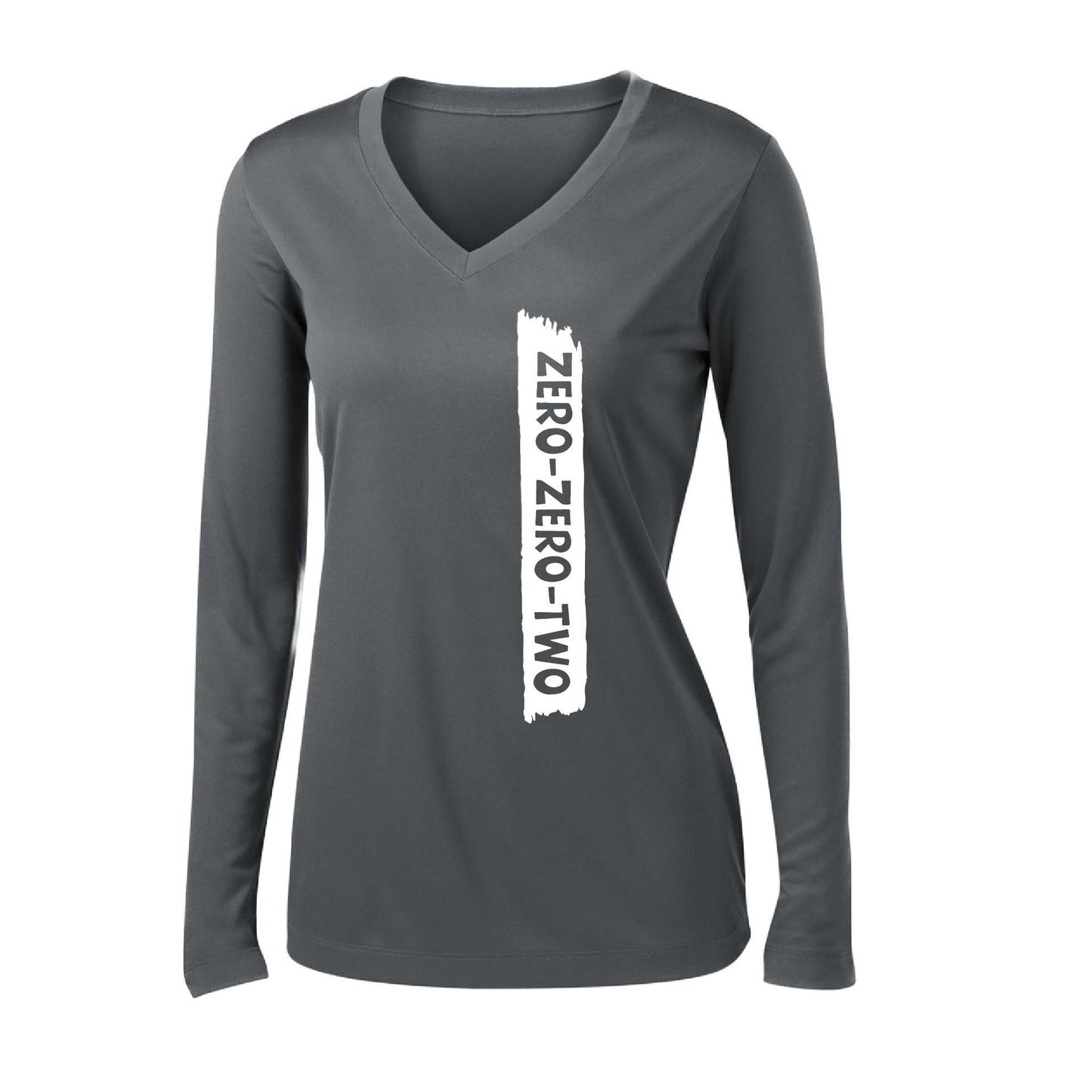 Zero Zero Two With Pickleballs (Customizable) | Women’s Long Sleeve V-Neck Pickleball Performance T-Shirt | 100% Polyester