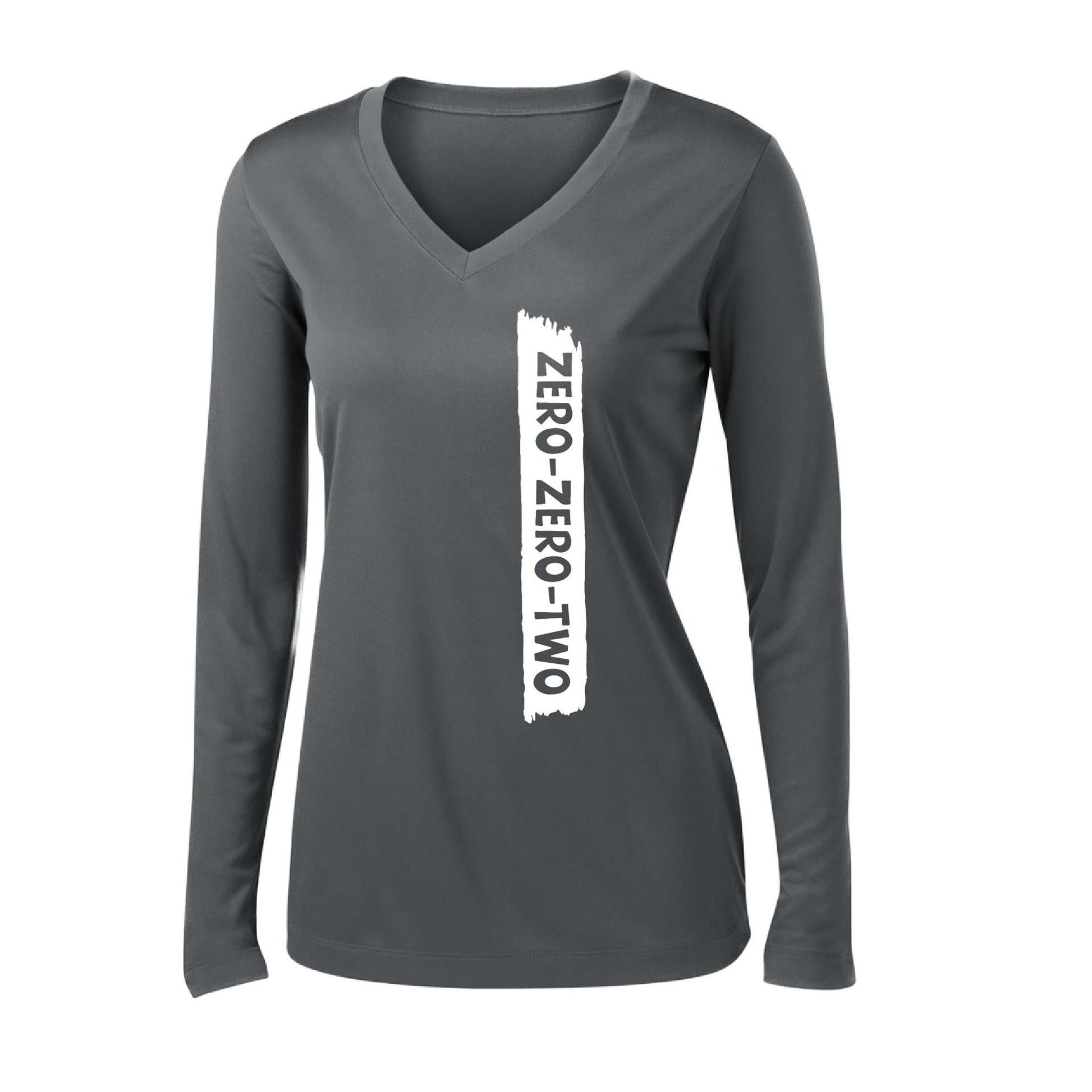 Zero Zero Two With Pickleballs (Customizable) | Women’s Long Sleeve V-Neck Pickleball Performance T-Shirt | 100% Polyester