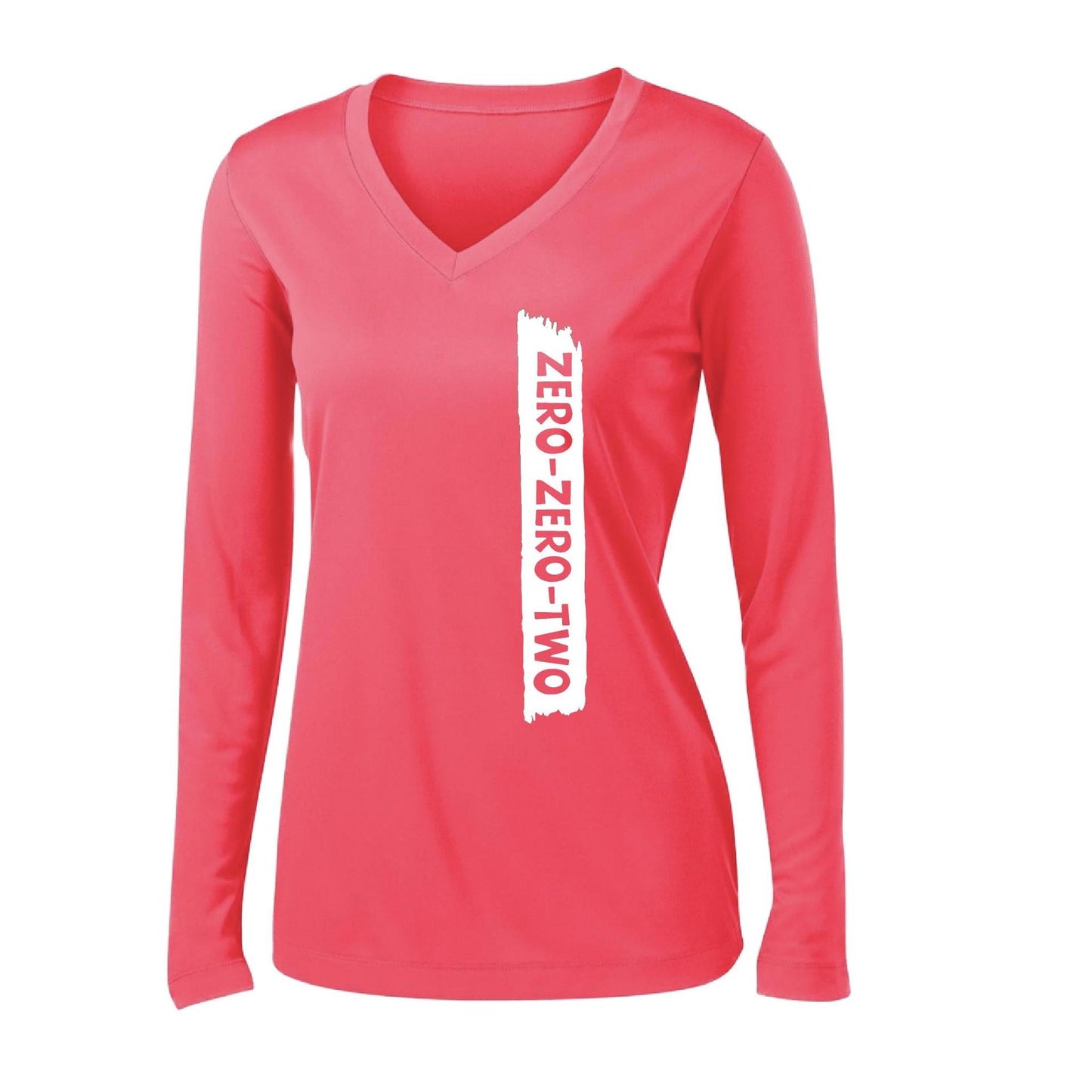 Zero Zero Two With Pickleballs (Customizable) | Women’s Long Sleeve V-Neck Pickleball Performance T-Shirt | 100% Polyester