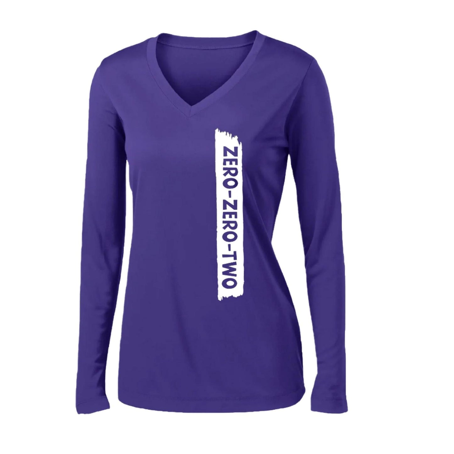 Zero Zero Two With Pickleballs (Customizable) | Women’s Long Sleeve V-Neck Pickleball Performance T-Shirt | 100% Polyester