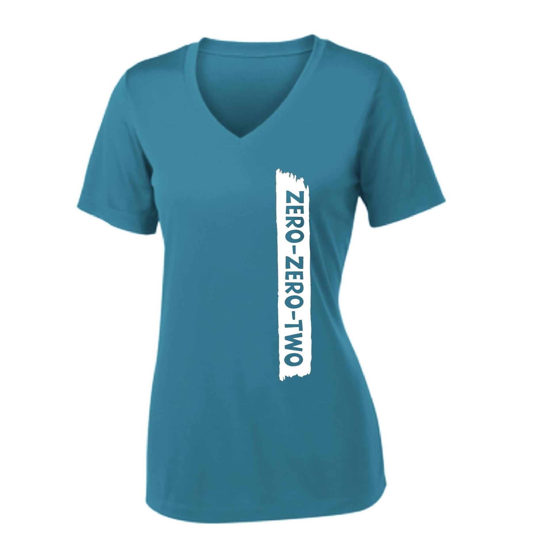 Zero Zero Two With Pickleballs (Customizable) | Women's Short Sleeve V-Neck Performance T-Shirt | 100% Polyester