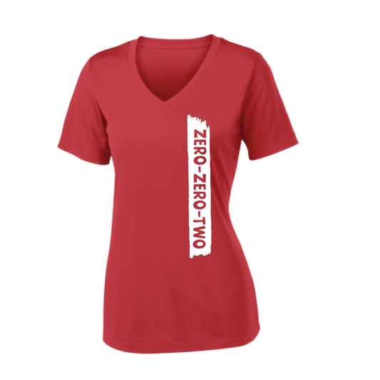 Zero Zero Two With Pickleballs (Customizable) | Women's Short Sleeve V-Neck Performance T-Shirt | 100% Polyester