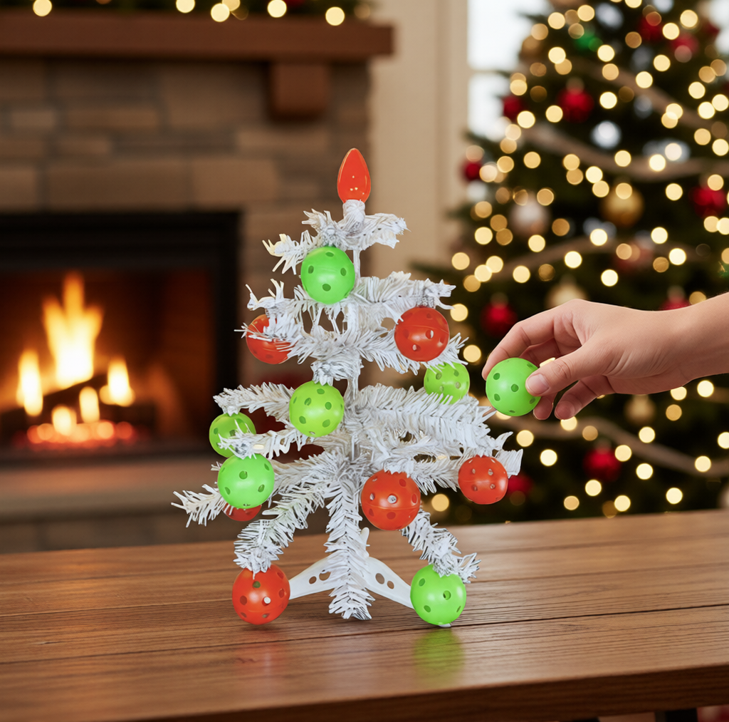 Mini White Christmas Tree With 24 Mini Pickleball Ornaments Pickleball Christmas Gifts And Decor