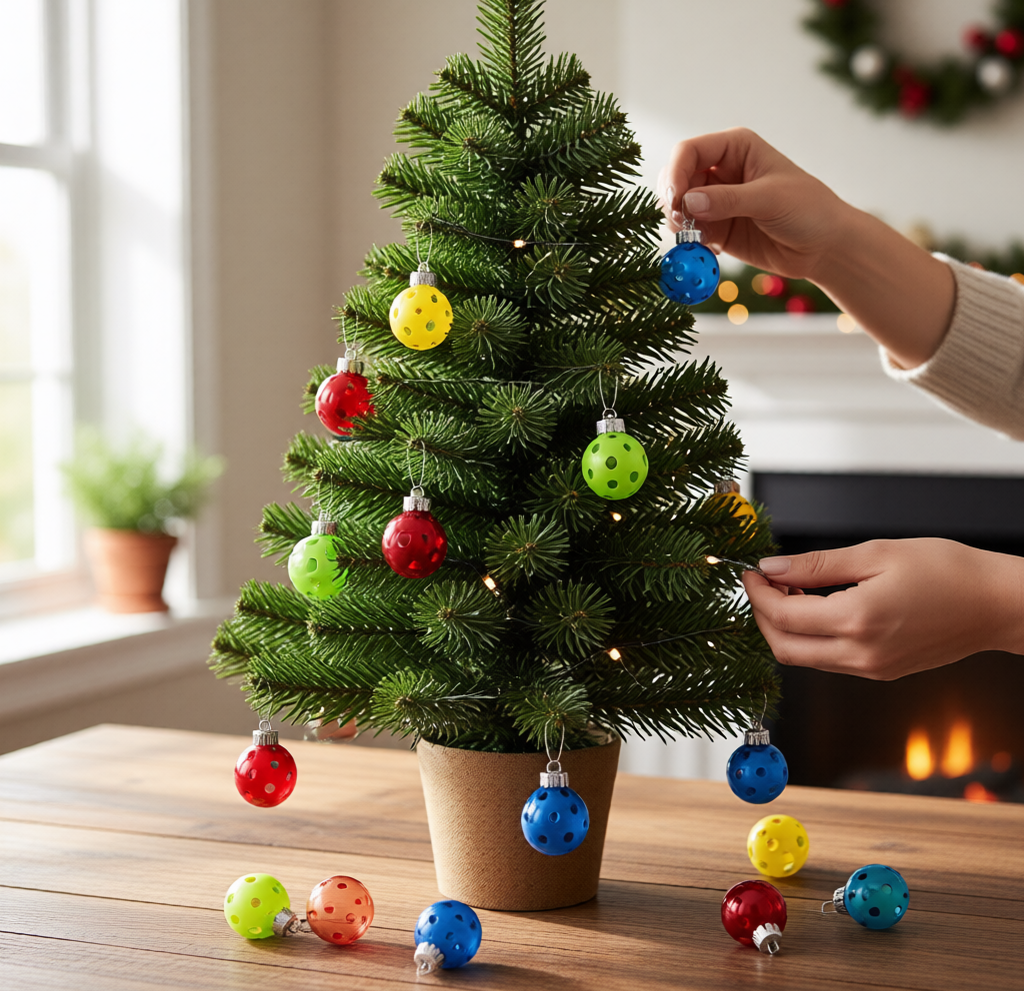 Set Of 12 Micro Pickleball Christmas Ornaments Mistletoe Pickleball Christmas Gifts And Decor