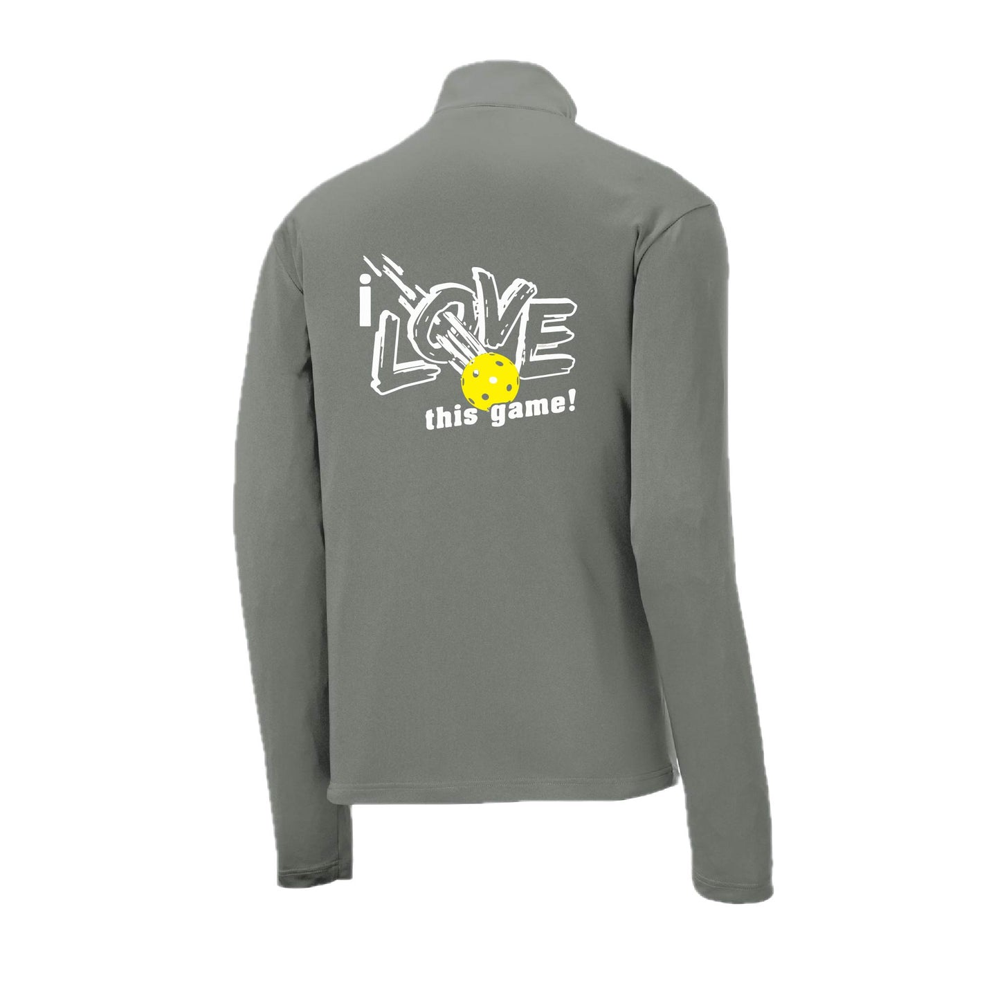 I Love This Game  | Men's 1/4 Zip Long Sleeve Pullover Athletic Pickleball Performance Shirt | 100% Polyester