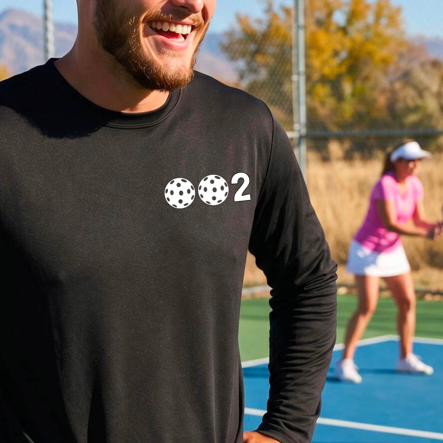 Men’s Pickleball Performance Shirt – Athletic Pickleball Apparel - 10 Customize Pickleballs-Long-Sleeve