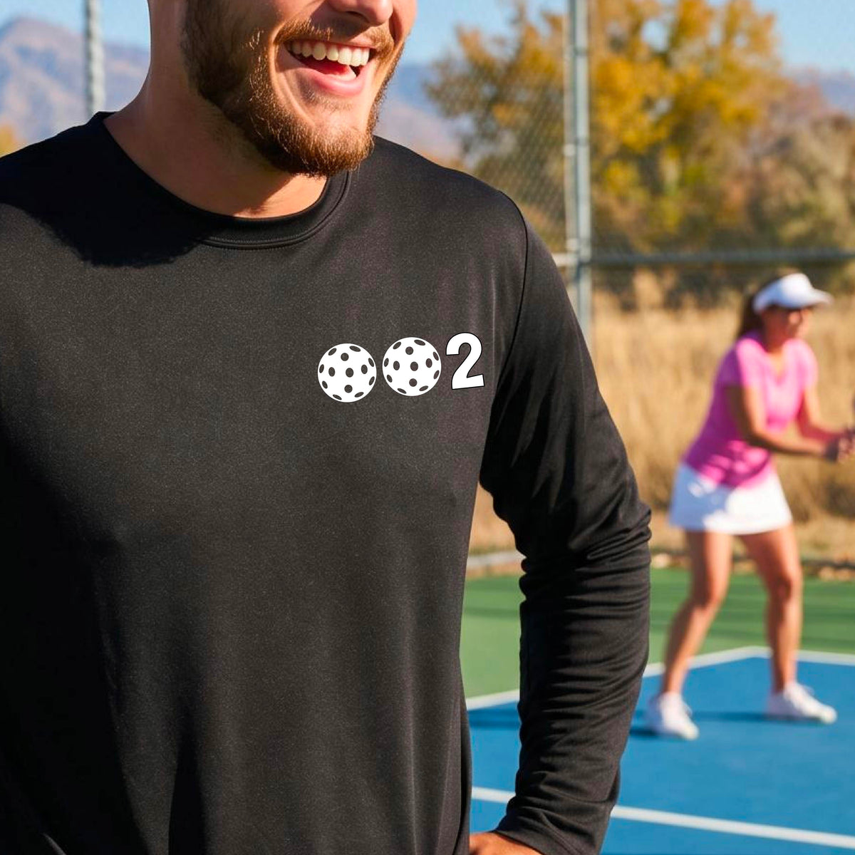 Men’s Pickleball Performance Shirt – Athletic Pickleball Apparel - 10 Customize Pickleballs-Long-Sleeve
