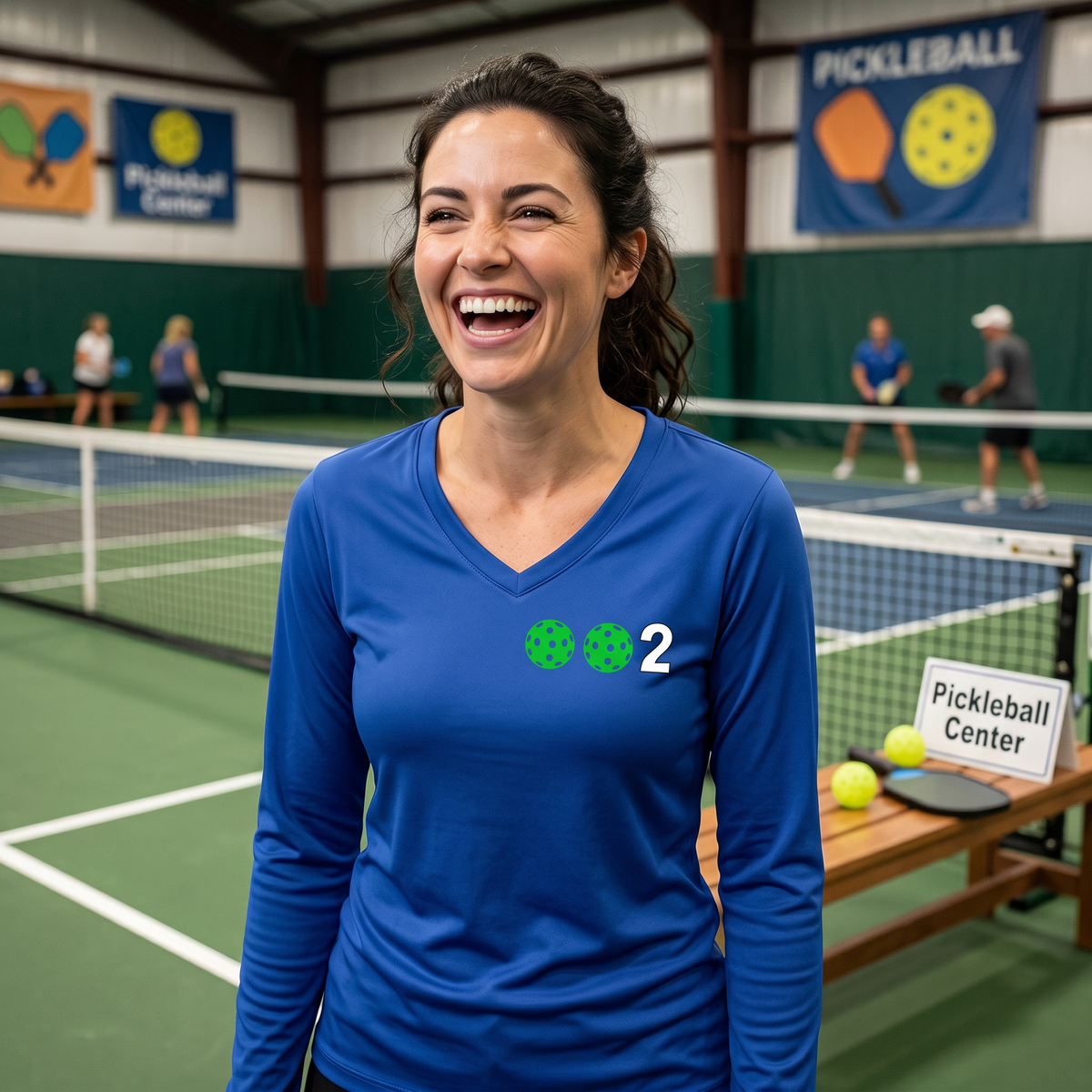 Women’s Pickleball Performance Shirt – Athletic Gift for Players - Customizable Long-Sleeve Vneck