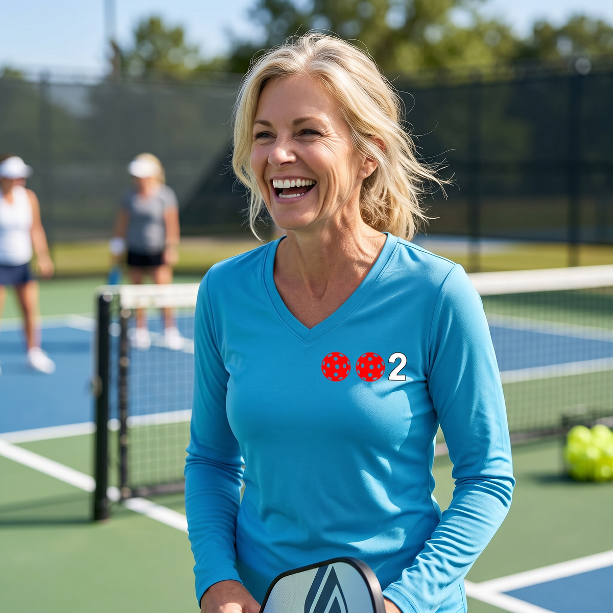 Women’s Pickleball Performance Shirt – Athletic Gift for Players - Customizable Long-Sleeve Vneck