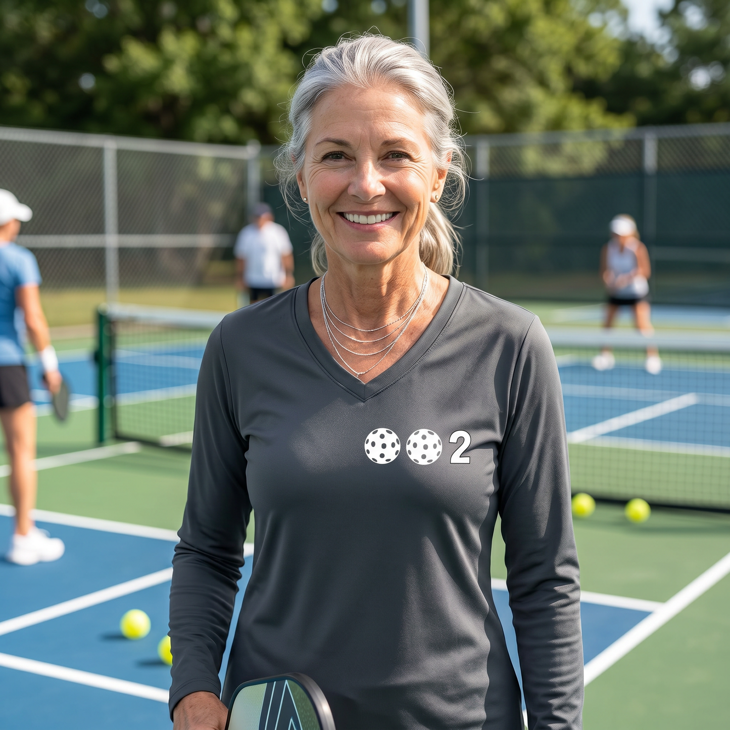 Women’s Pickleball Performance Shirt – Athletic Gift for Players - Customizable Long-Sleeve Vneck