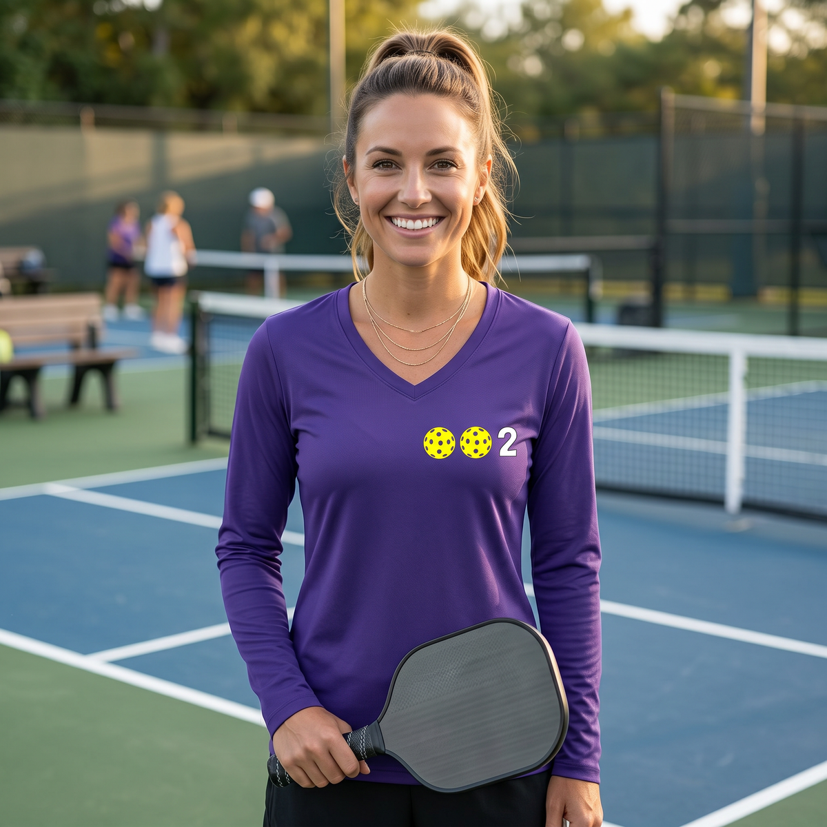 Women’s Pickleball Performance Shirt – Athletic Gift for Players - Customizable Long-Sleeve Vneck