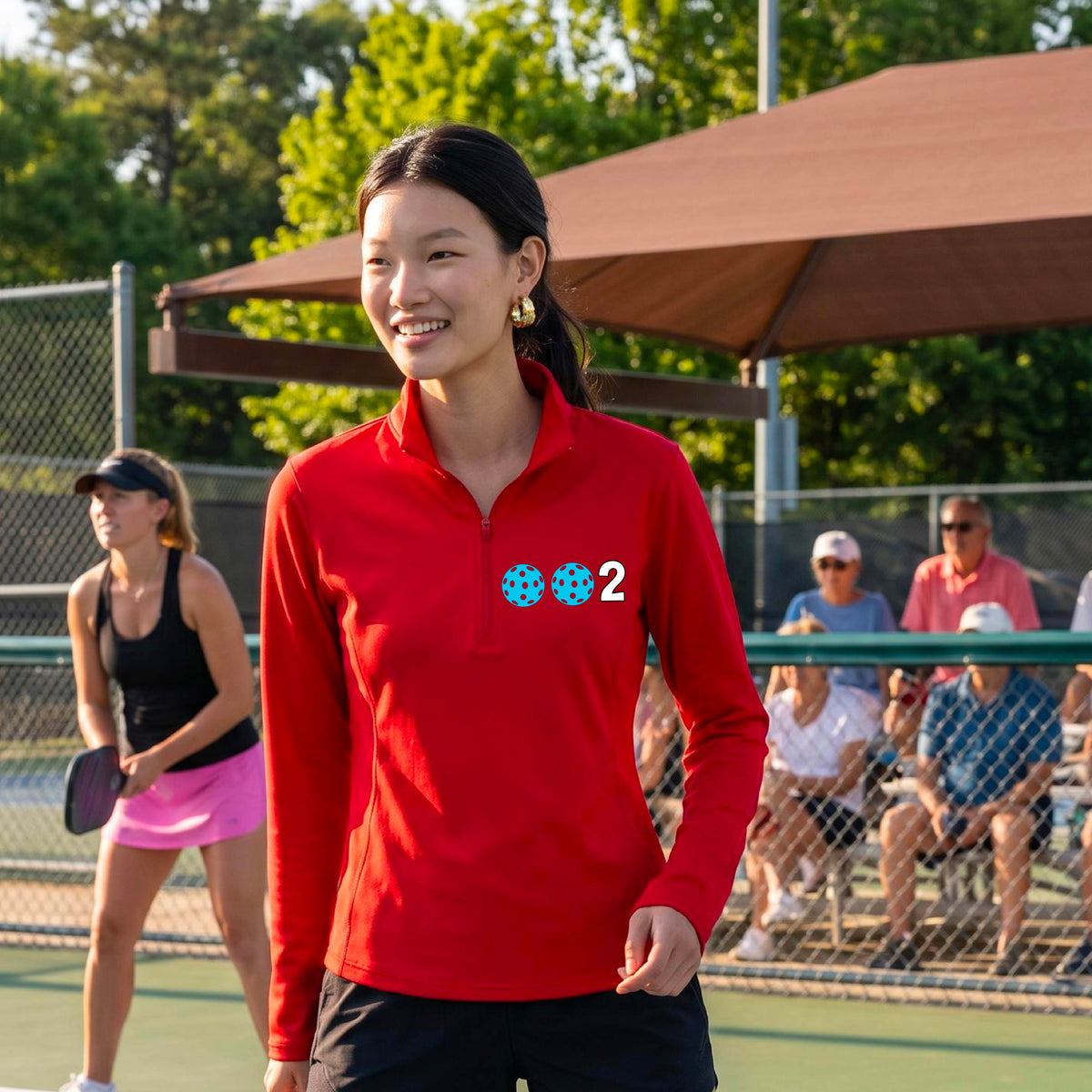 Women’s Pickleball Quarter-Zip Performance Shirt – Athletic Pullover- 10 Customizable Pickleball Colors
