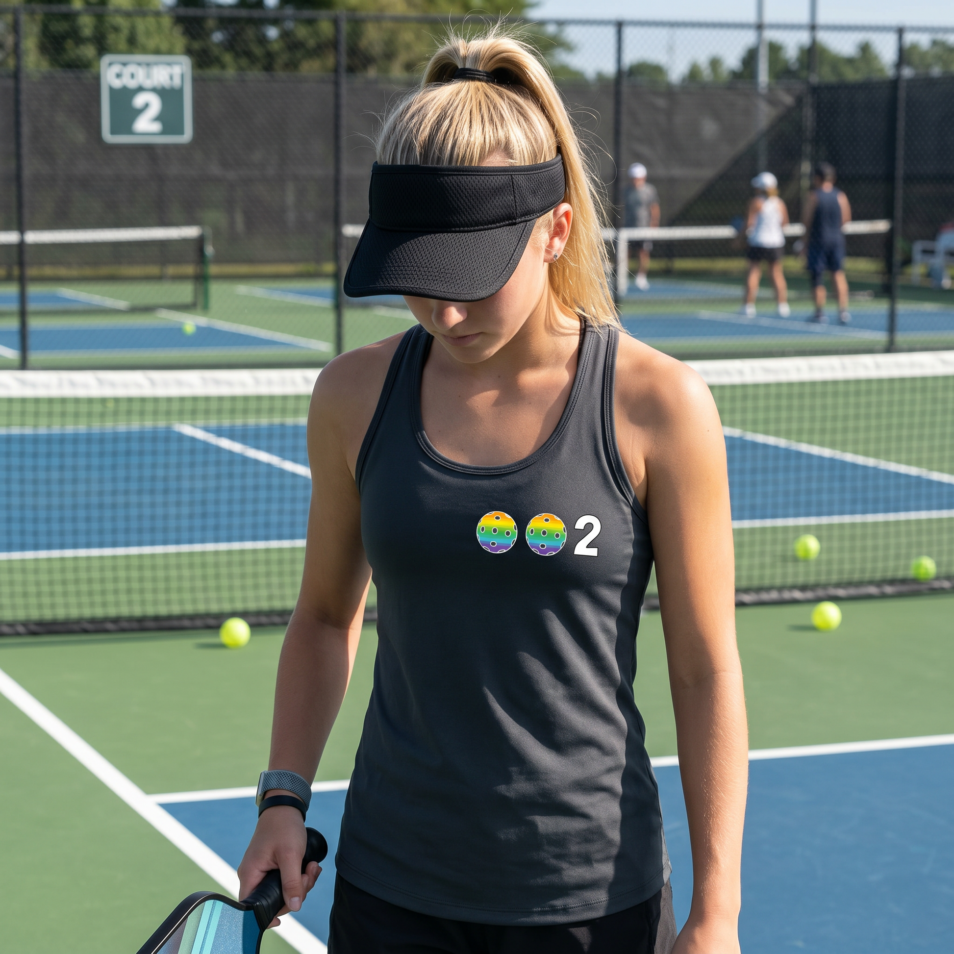 Women’s Pickleball Racerback Tank Top – Athletic Court Shirt 10 Custom Pickleball Colors) 100% Polyester