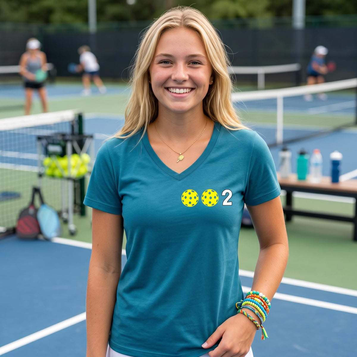 Women’s Pickleball Performance Shirt – Athletic Custom Court Apparel - Short-Sleeve Vneck