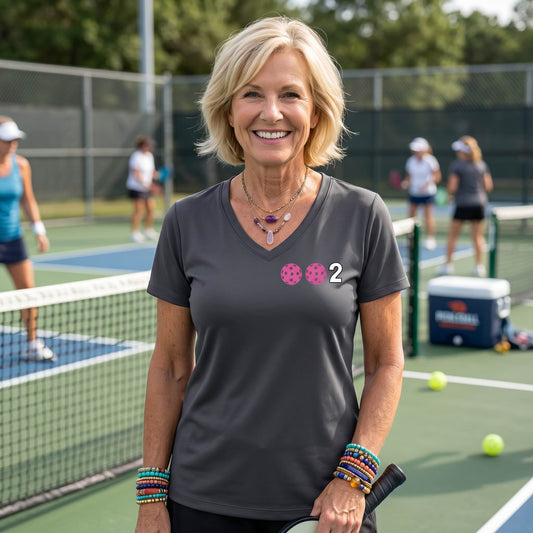 Women’s Pickleball Performance Shirt – Athletic Custom Court Apparel - Short-Sleeve Vneck