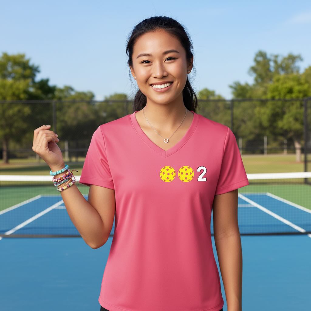 Women’s Pickleball Performance Shirt – Athletic Custom Court Apparel - Short-Sleeve Vneck