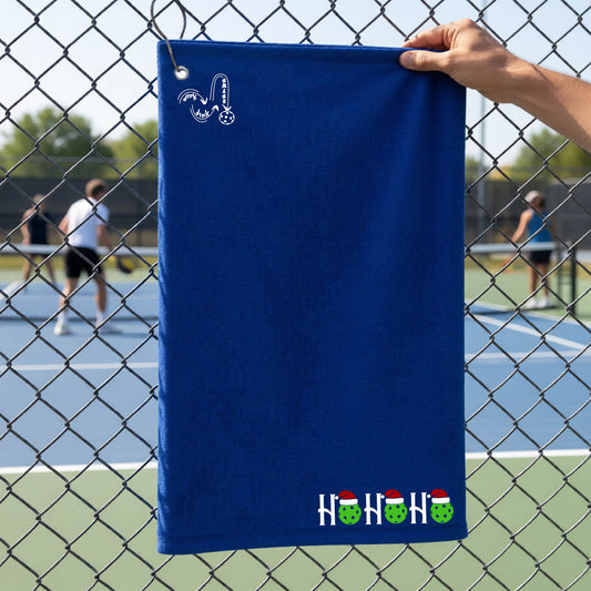 Christmas Pickleball Towel with Grommet & Hook – Festive Holiday Court Towel