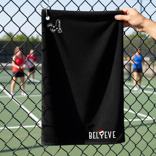 Christmas Pickleball Court Towel with Grommet & Hook – Holiday Pickleball Gift