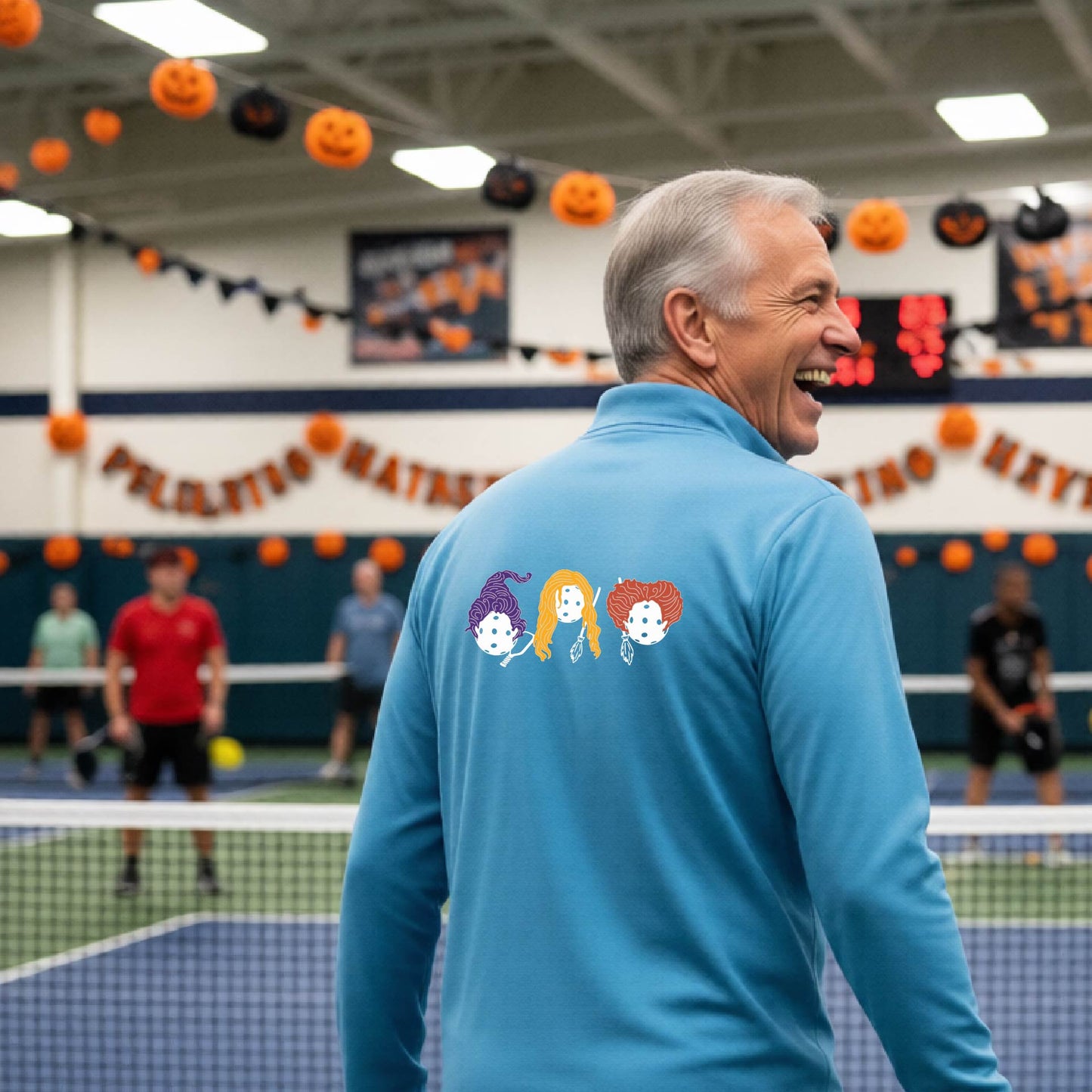 Mens Funny Halloween Pickleball Quarter-Zip Shirt Spooky Pickleball Moisture-Wicking Gift for Pickleball Players