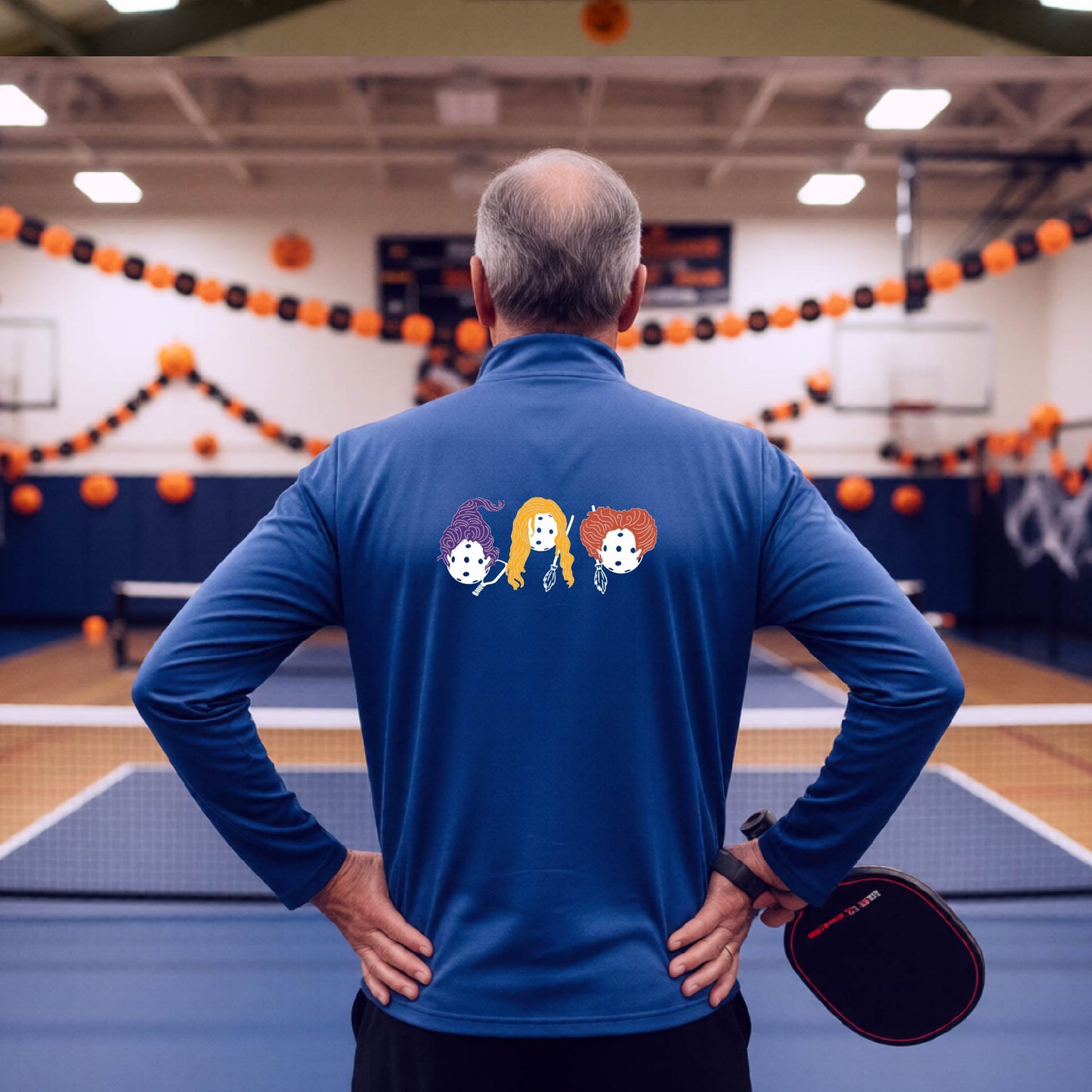 Mens Funny Halloween Pickleball Quarter-Zip Shirt Spooky Pickleball Moisture-Wicking Gift for Pickleball Players