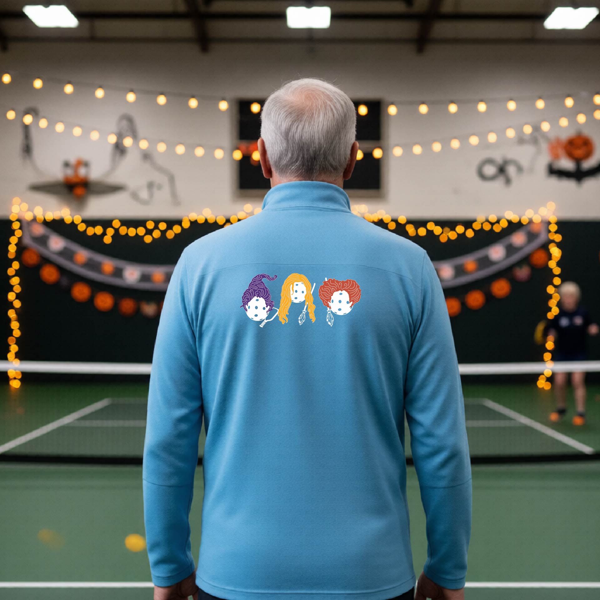 Mens Funny Halloween Pickleball Quarter-Zip Shirt Spooky Pickleball Moisture-Wicking Gift for Pickleball Players