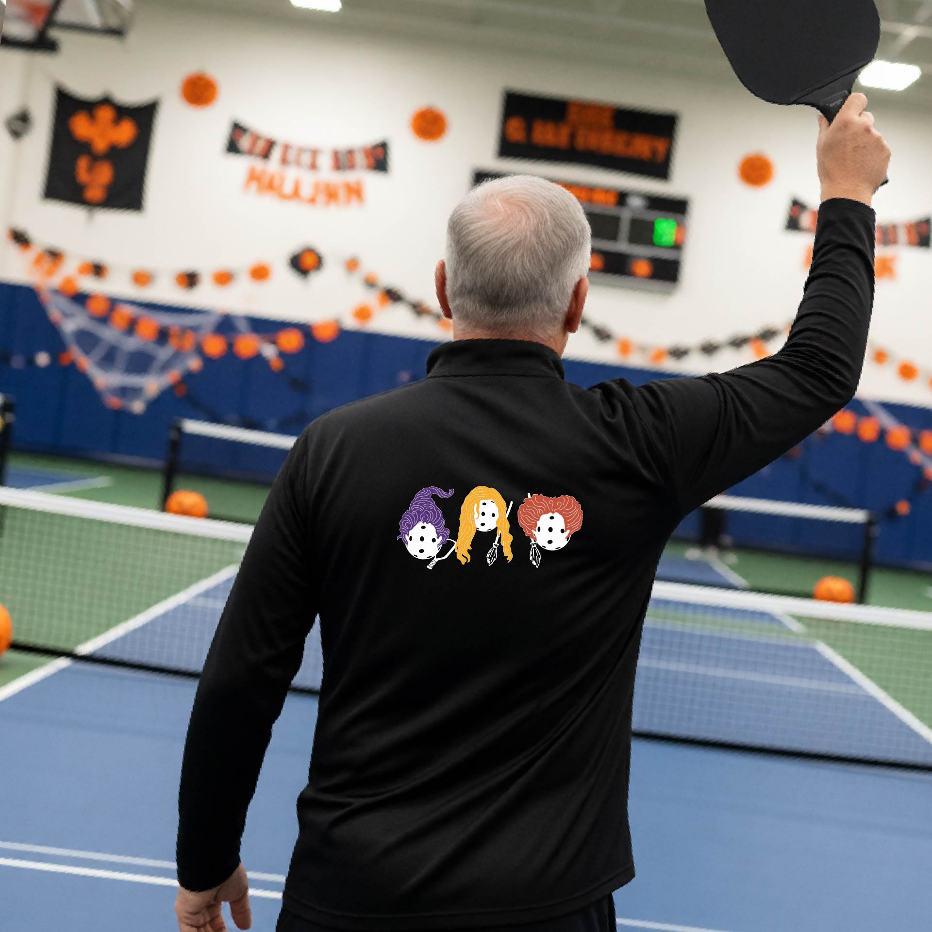 Mens Funny Halloween Pickleball Quarter-Zip Shirt Spooky Pickleball Moisture-Wicking Gift for Pickleball Players