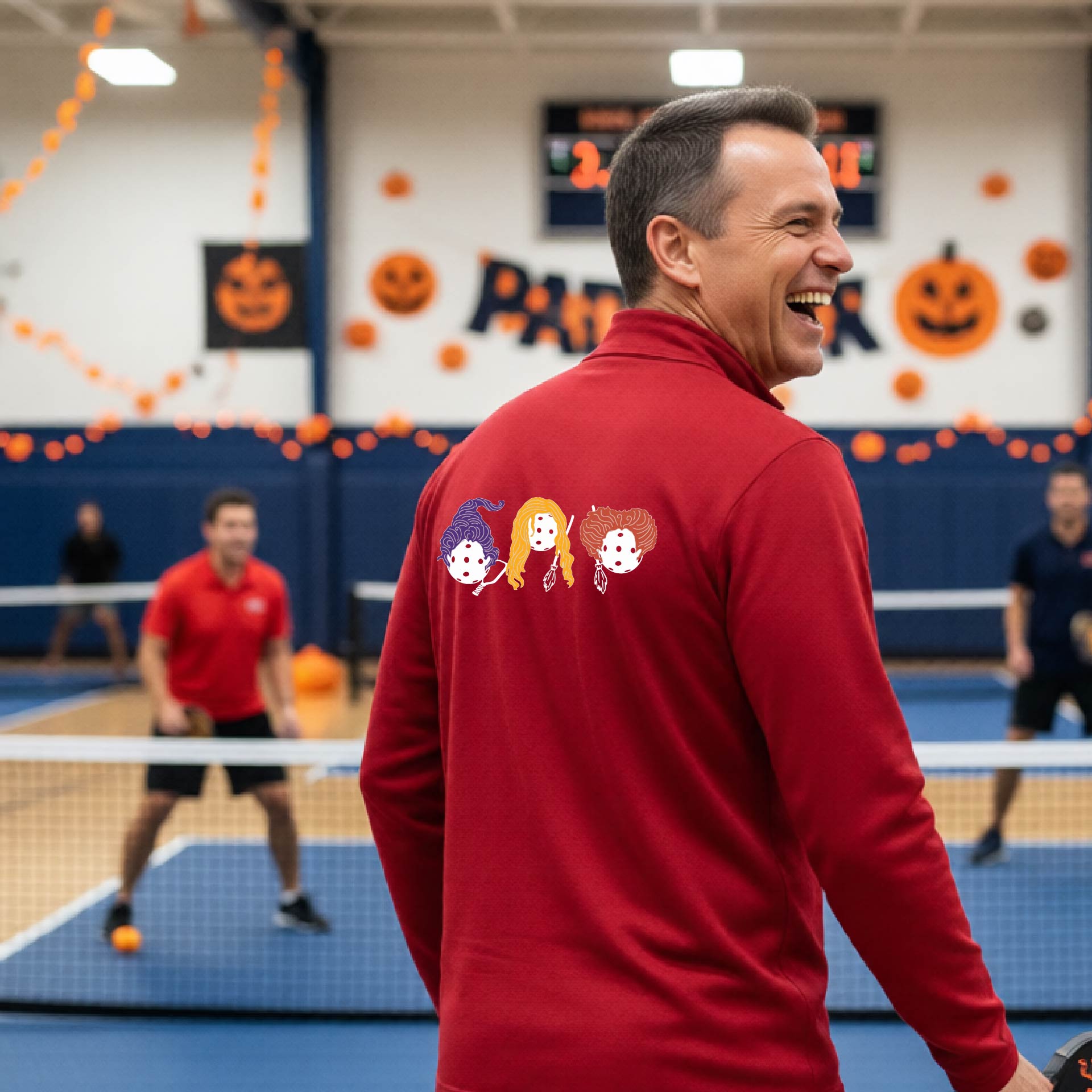 Mens Funny Halloween Pickleball Quarter-Zip Shirt Spooky Pickleball Moisture-Wicking Gift for Pickleball Players
