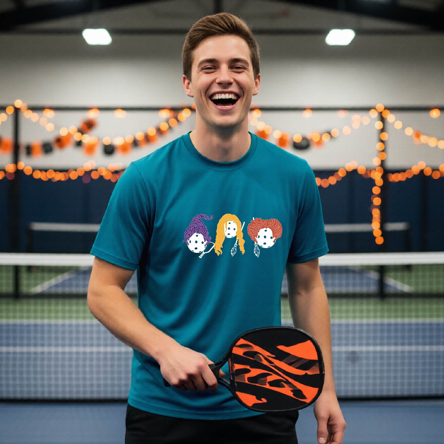Mens Funny Halloween Pickleball Shirt Spooky Pickleball Short-Sleeve T-Shirt Moisture-Wicking Gift for Pickleball Players