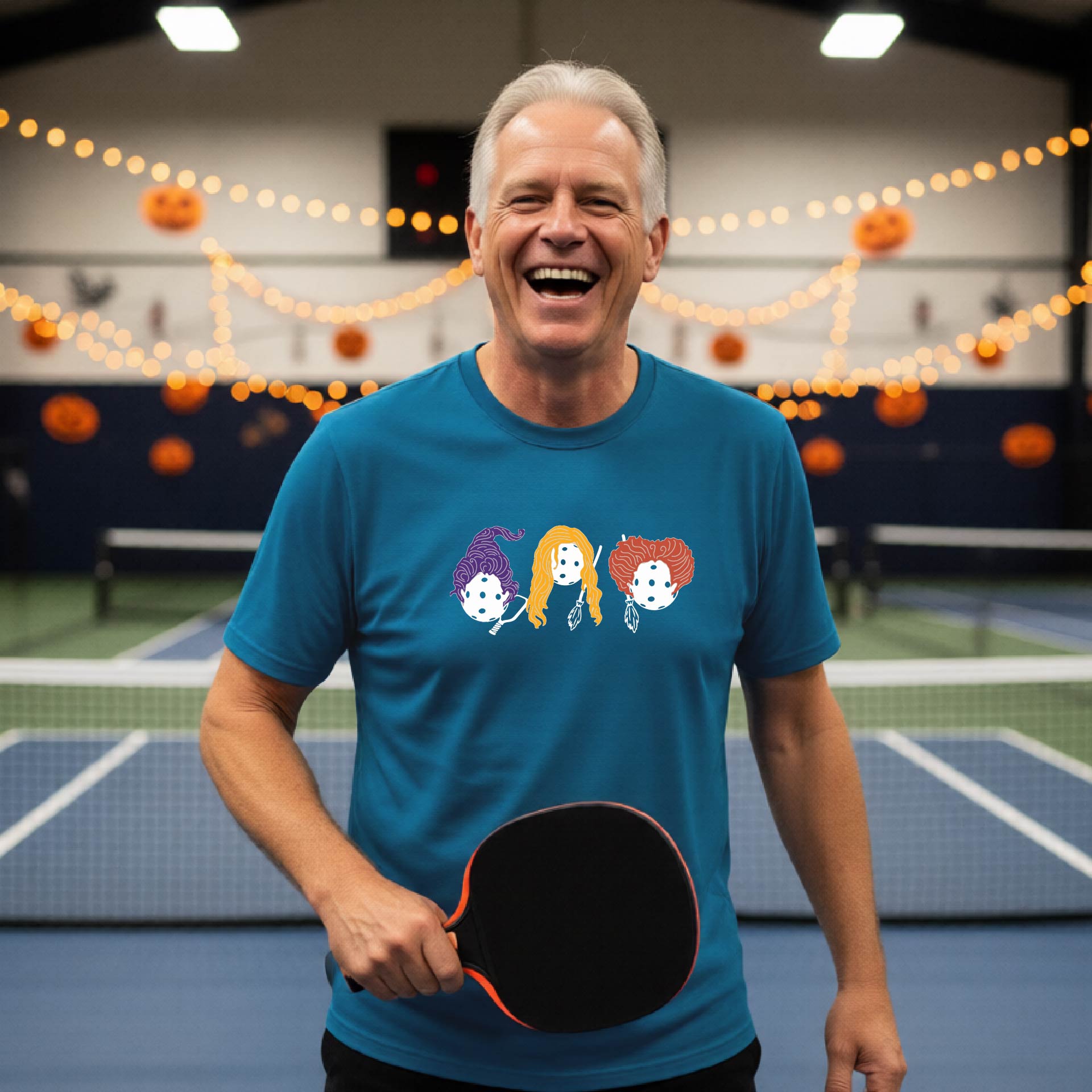 Mens Funny Halloween Pickleball Shirt Spooky Pickleball Short-Sleeve T-Shirt Moisture-Wicking Gift for Pickleball Players