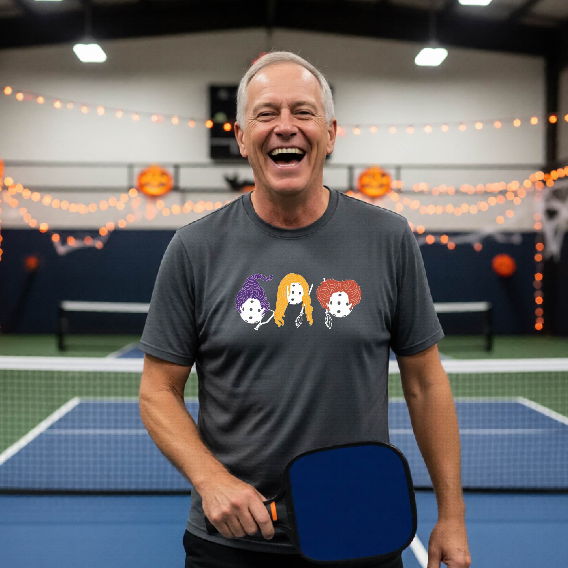 Mens Funny Halloween Pickleball Shirt Spooky Pickleball Short-Sleeve T-Shirt Moisture-Wicking Gift for Pickleball Players