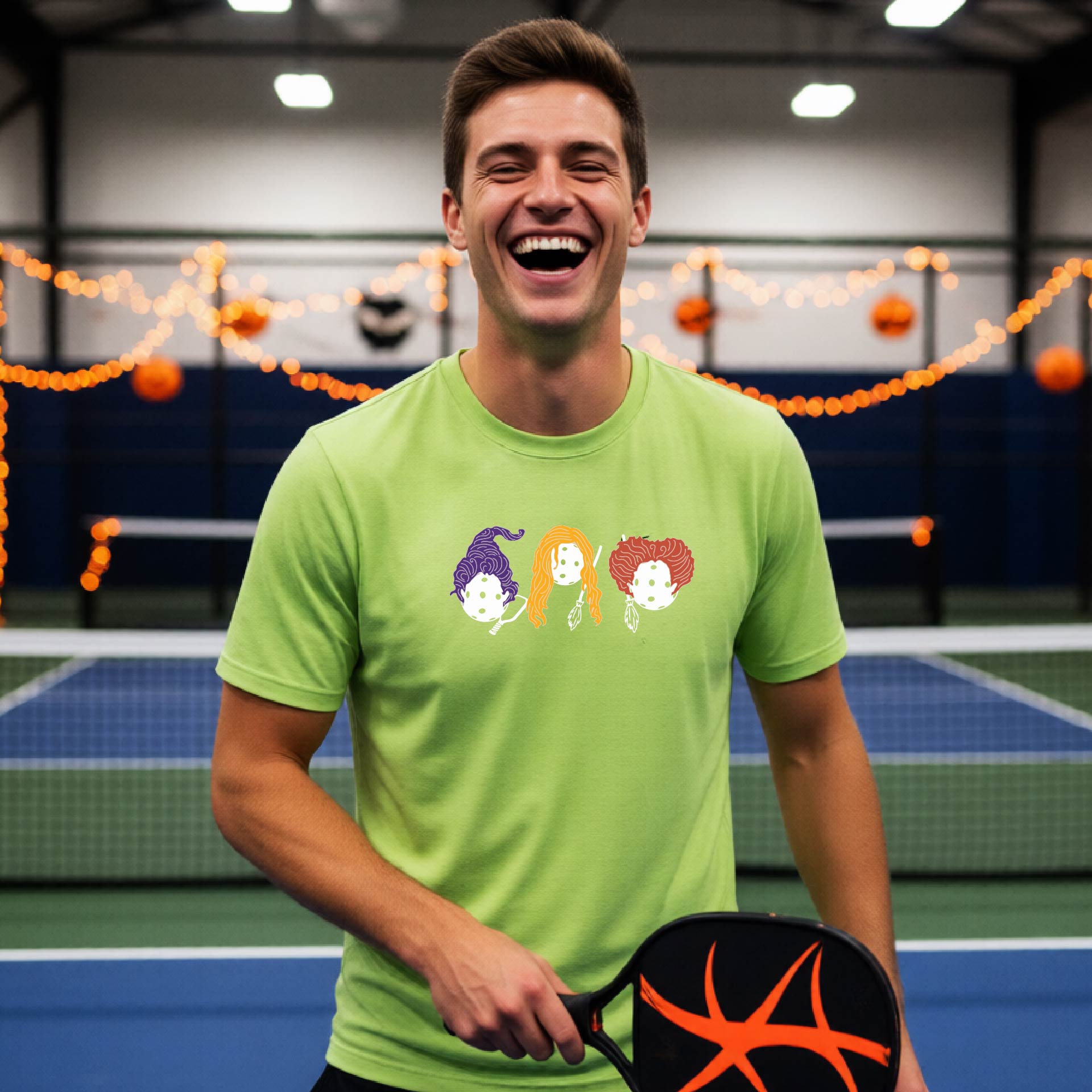 Mens Funny Halloween Pickleball Shirt Spooky Pickleball Short-Sleeve T-Shirt Moisture-Wicking Gift for Pickleball Players