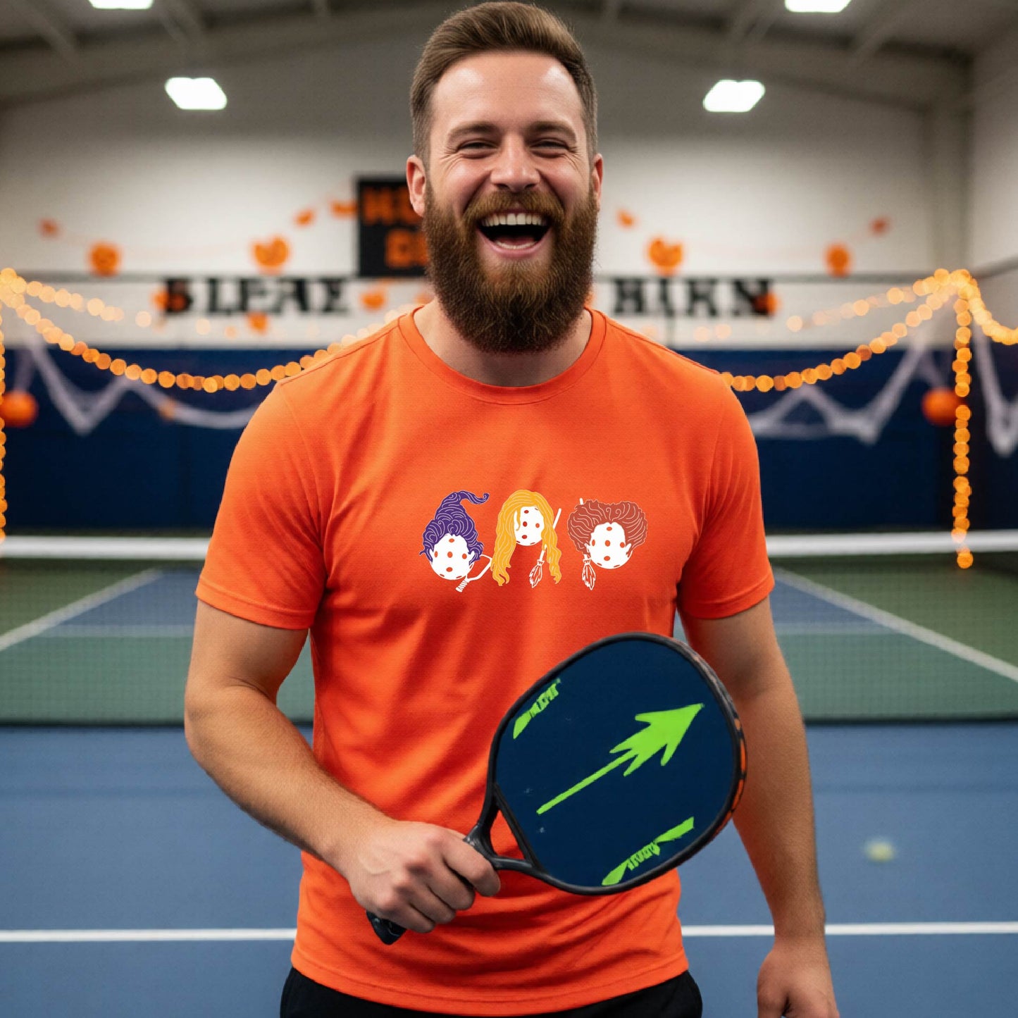 Mens Funny Halloween Pickleball Shirt Spooky Pickleball Short-Sleeve T-Shirt Moisture-Wicking Gift for Pickleball Players