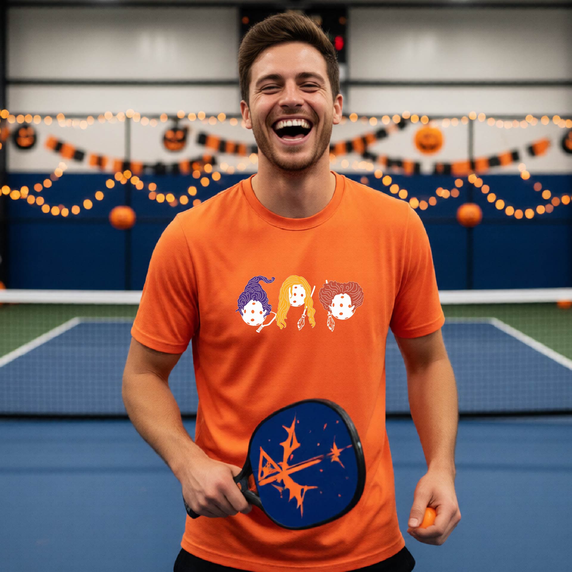 Mens Funny Halloween Pickleball Shirt Spooky Pickleball Short-Sleeve T-Shirt Moisture-Wicking Gift for Pickleball Players