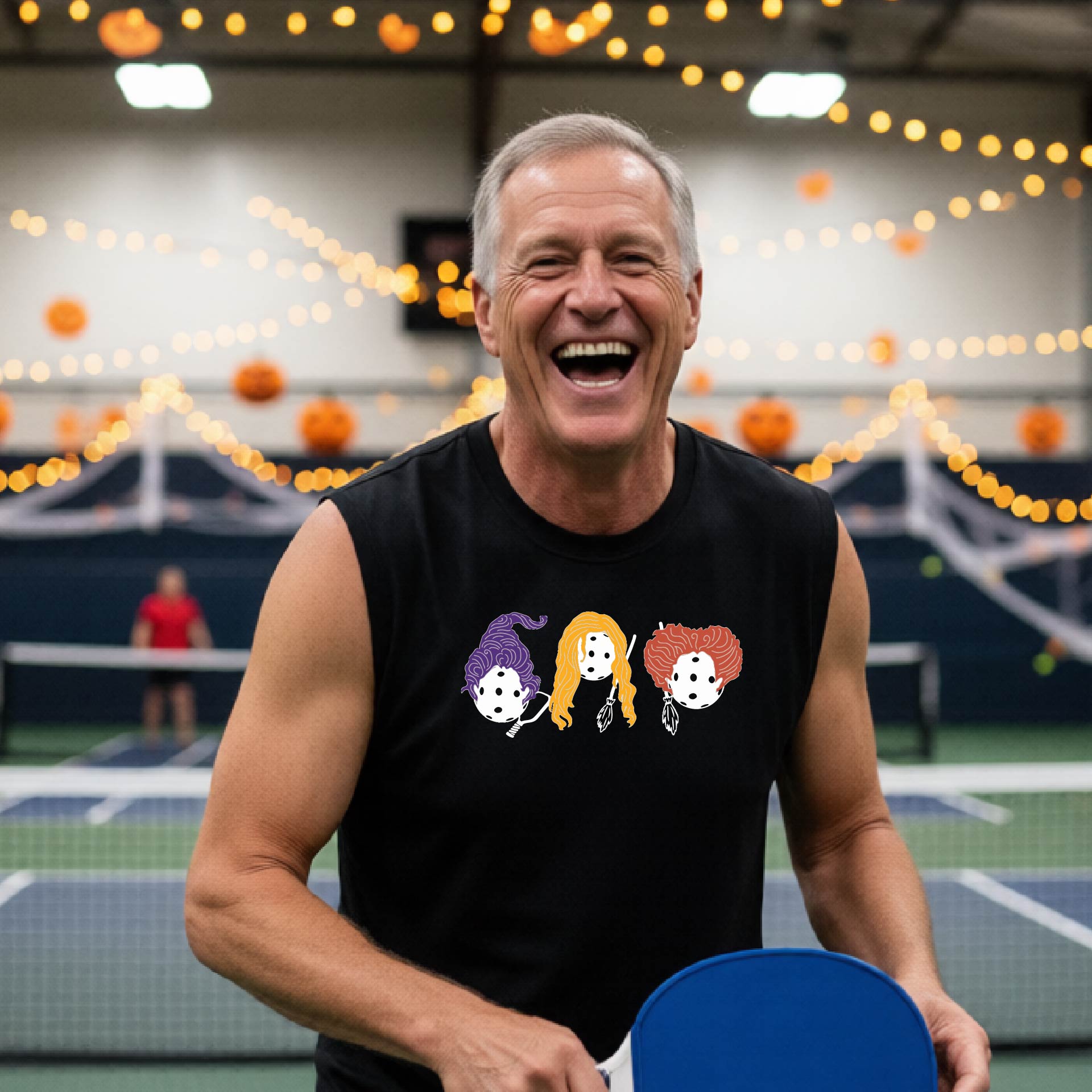 Pickleball Mens Halloween Shirt Funny Moisture-Wicking Sleeveless T-Shirt Spooky Season Pickleball Apparel Gift for Players