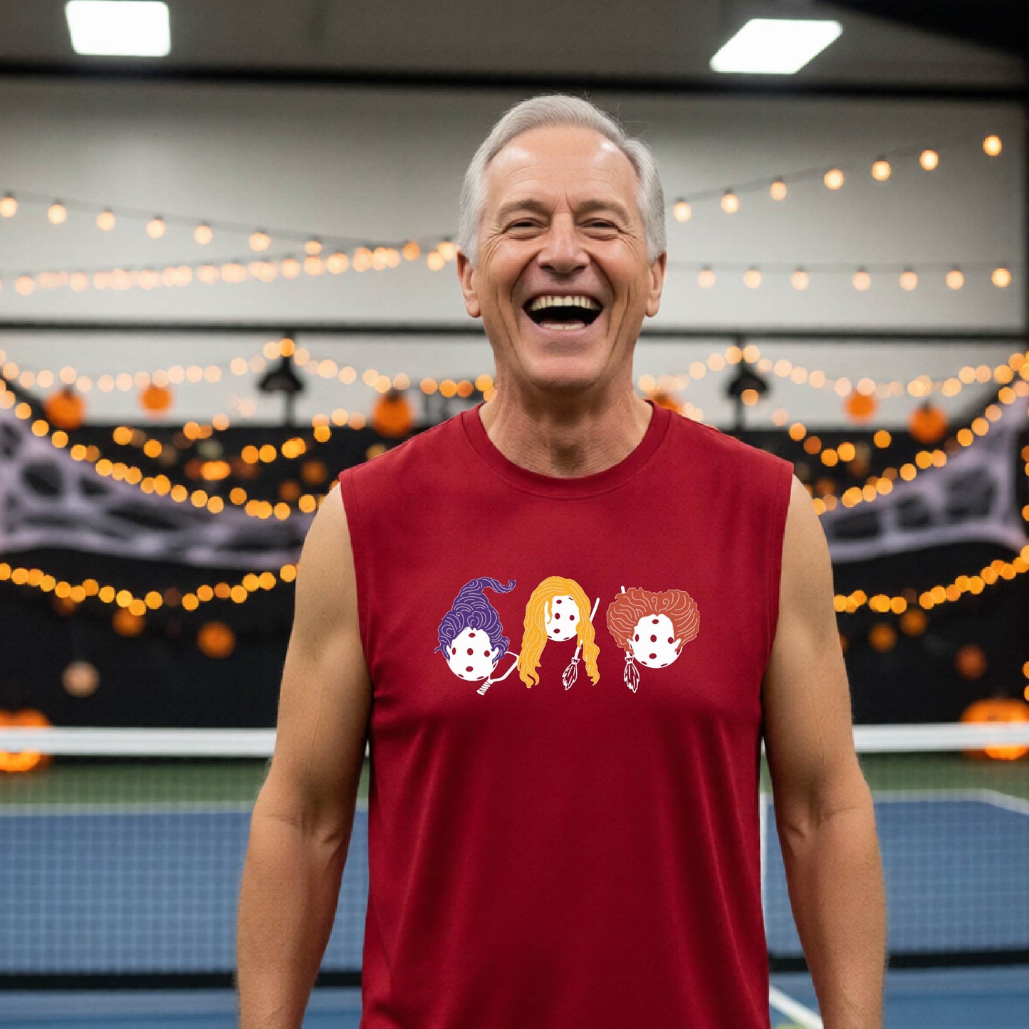 Pickleball Mens Halloween Shirt Funny Moisture-Wicking Sleeveless T-Shirt Spooky Season Pickleball Apparel Gift for Players