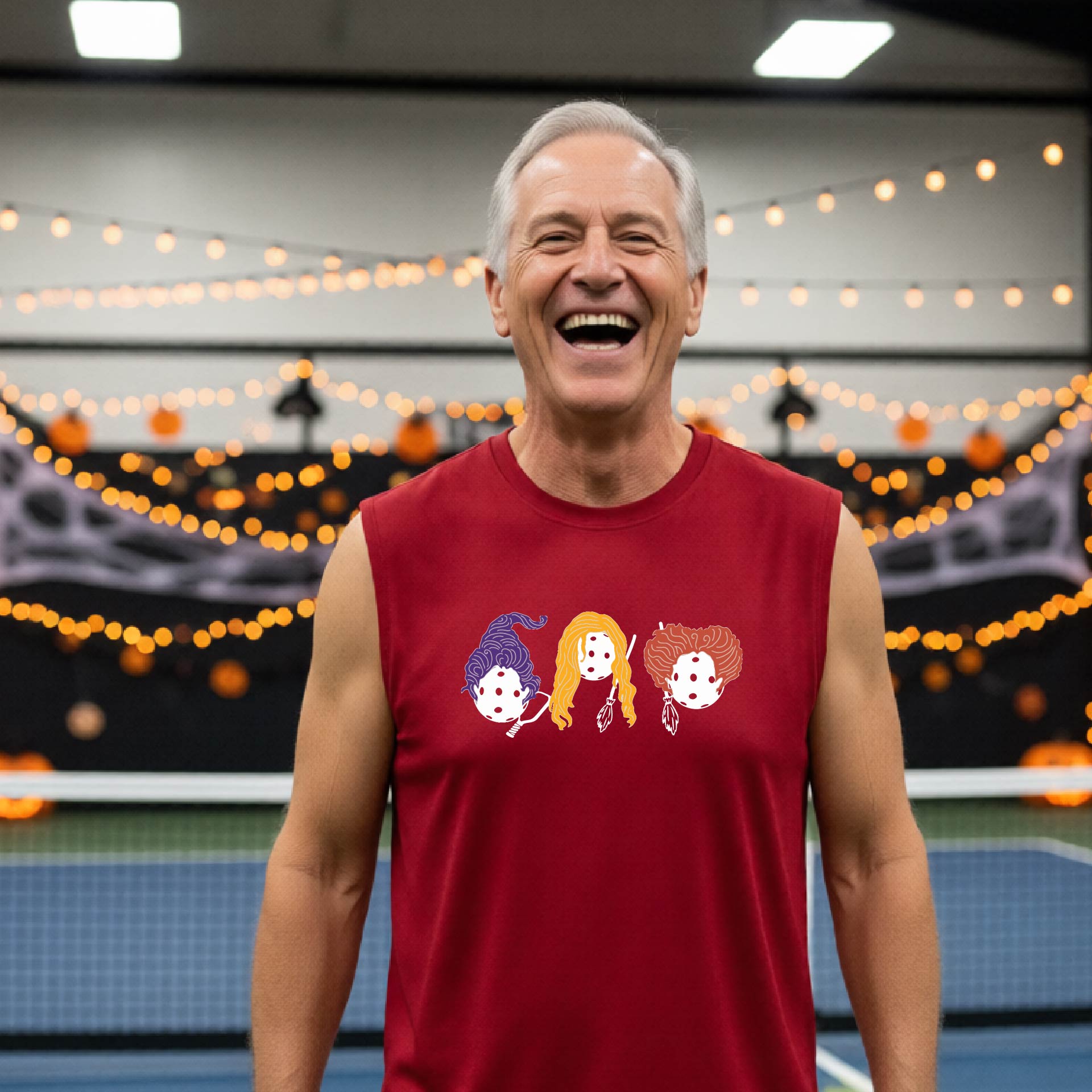 Pickleball Mens Halloween Shirt Funny Moisture-Wicking Sleeveless T-Shirt Spooky Season Pickleball Apparel Gift for Players