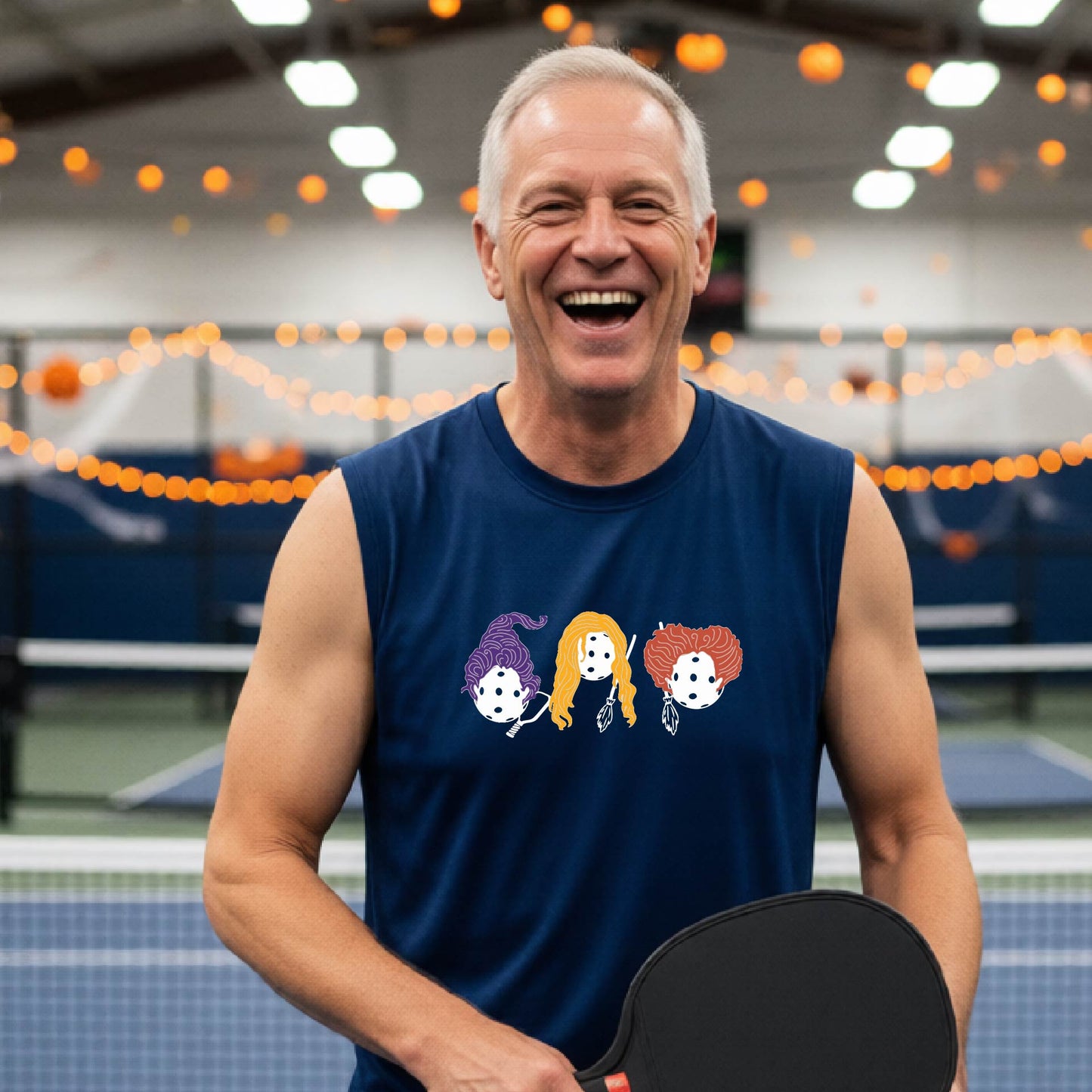 Pickleball Mens Halloween Shirt Funny Moisture-Wicking Sleeveless T-Shirt Spooky Season Pickleball Apparel Gift for Players