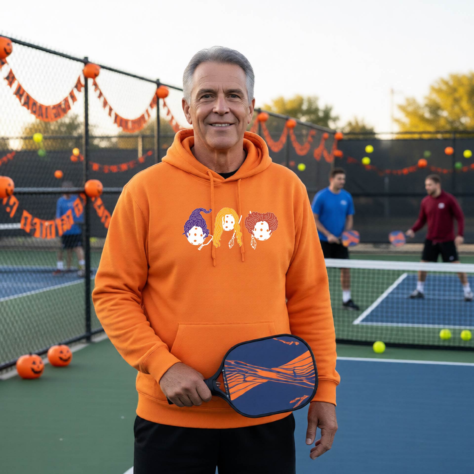 Funny Unisex Halloween Pickleball Hoodie Pullover Spooky Pickleball Sweatshirt, Pickleball Gift