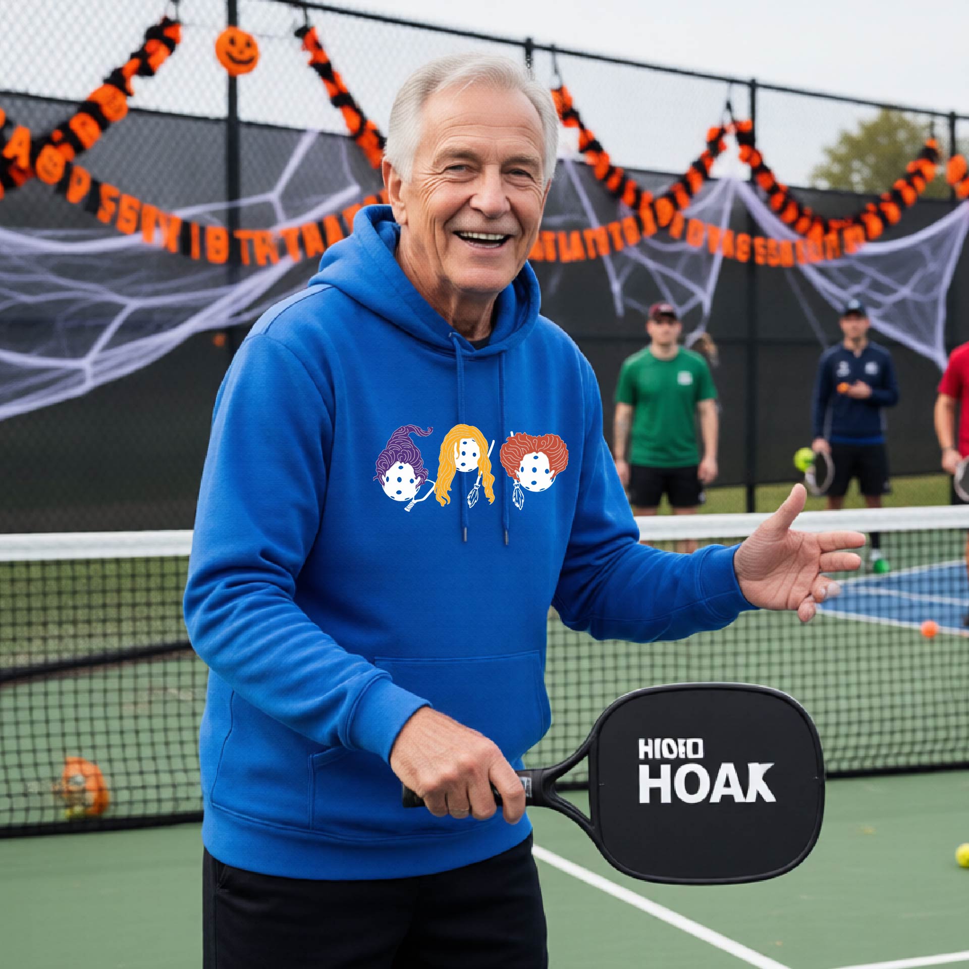 Funny Unisex Halloween Pickleball Hoodie Pullover Spooky Pickleball Sweatshirt, Pickleball Gift