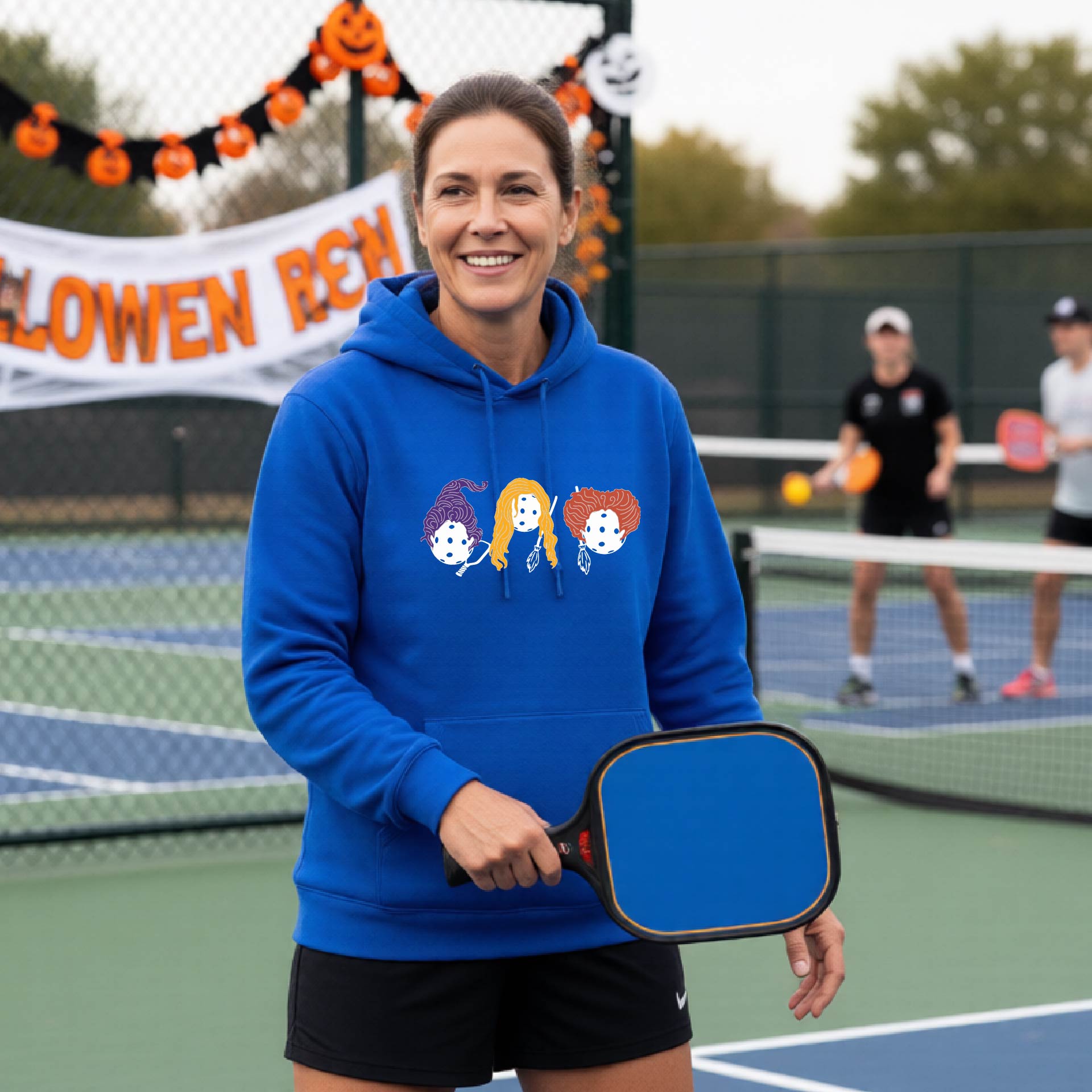 Funny Unisex Halloween Pickleball Hoodie Pullover Spooky Pickleball Sweatshirt, Pickleball Gift