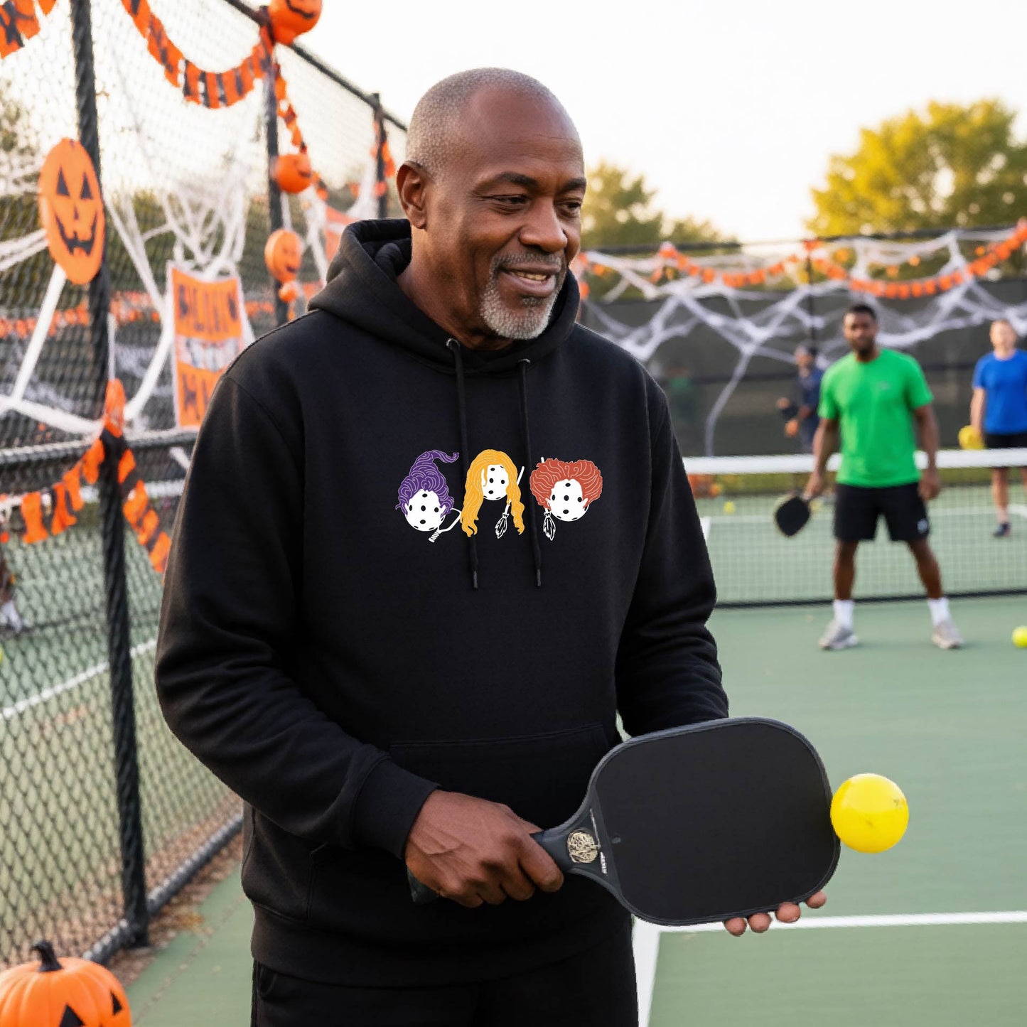 Funny Unisex Halloween Pickleball Hoodie Pullover Spooky Pickleball Sweatshirt, Pickleball Gift