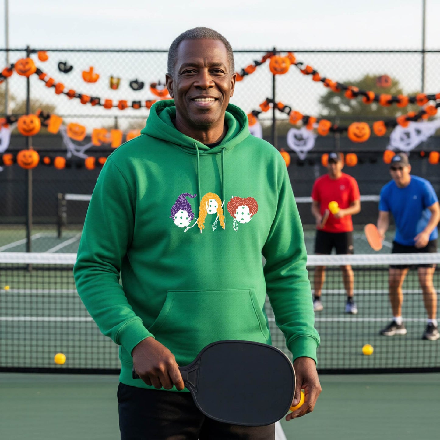 Funny Unisex Halloween Pickleball Hoodie Pullover Spooky Pickleball Sweatshirt, Pickleball Gift