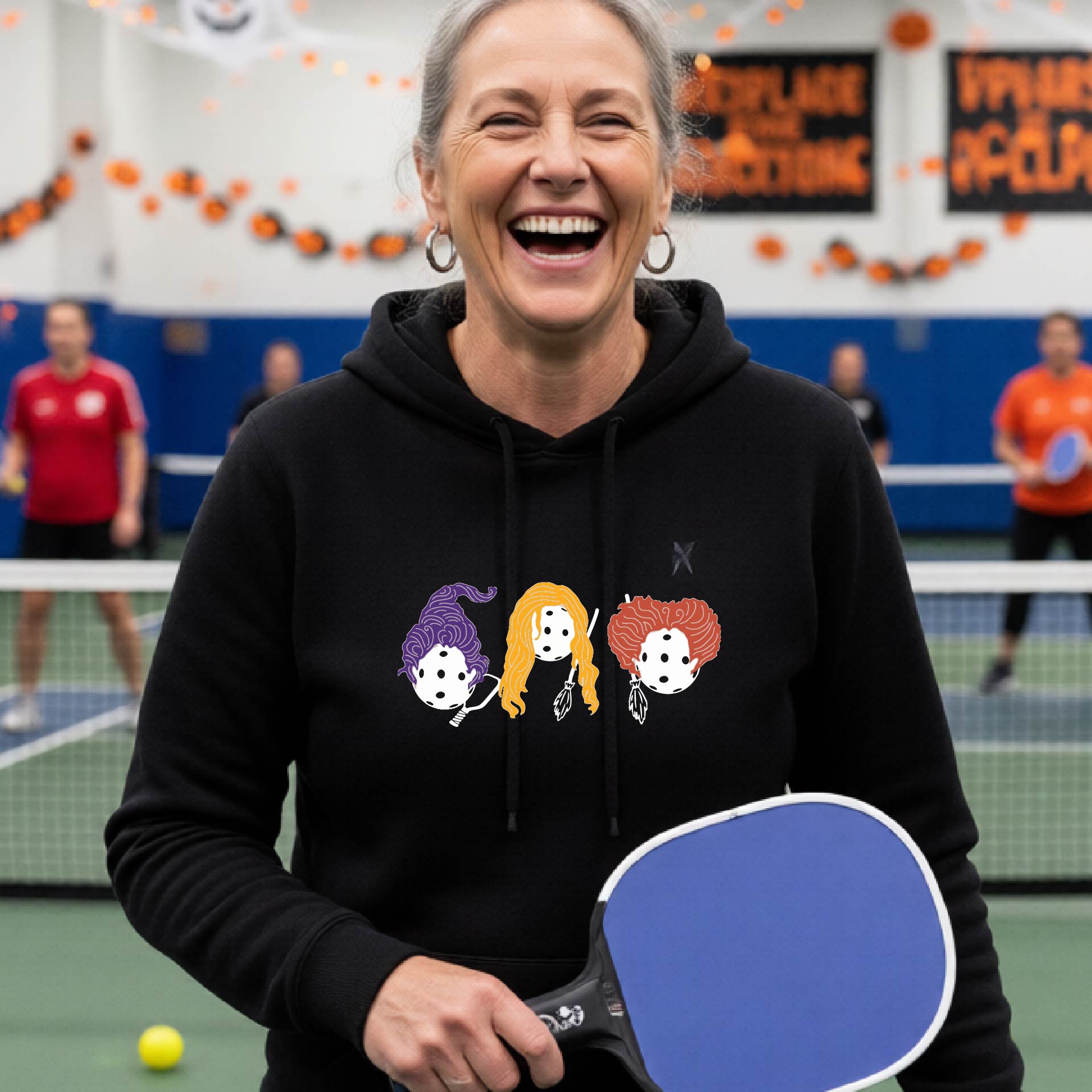 Womens Halloween Pickleball Hoodie Spooky Season Sweatshirt Pickleball Clothing Pullover